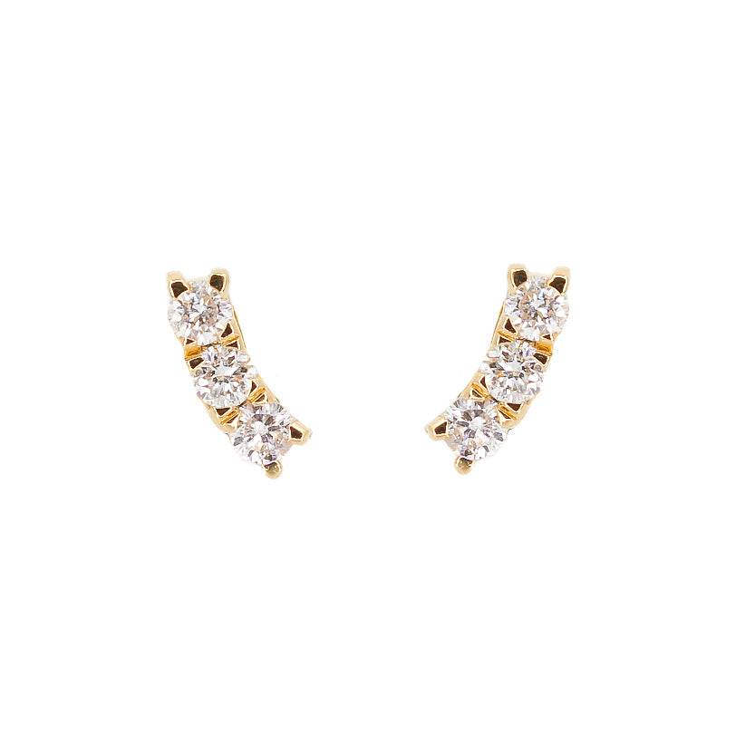Gold Diamond Mini Curve Bar Earring