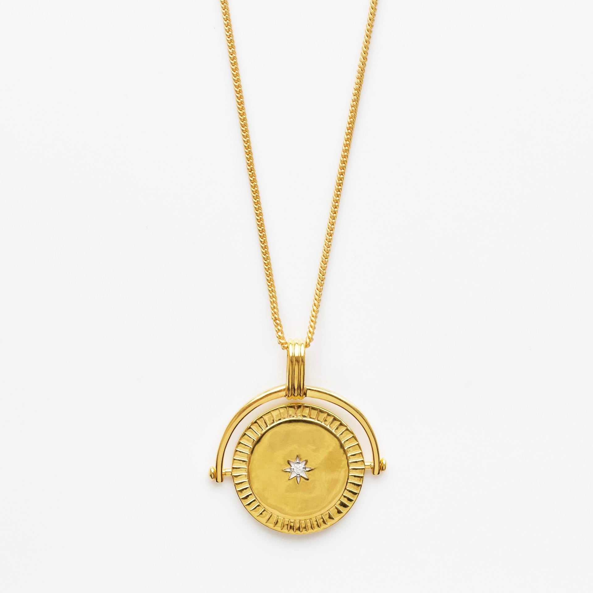 Moissanite Star Set Spinning Affirmation Necklace