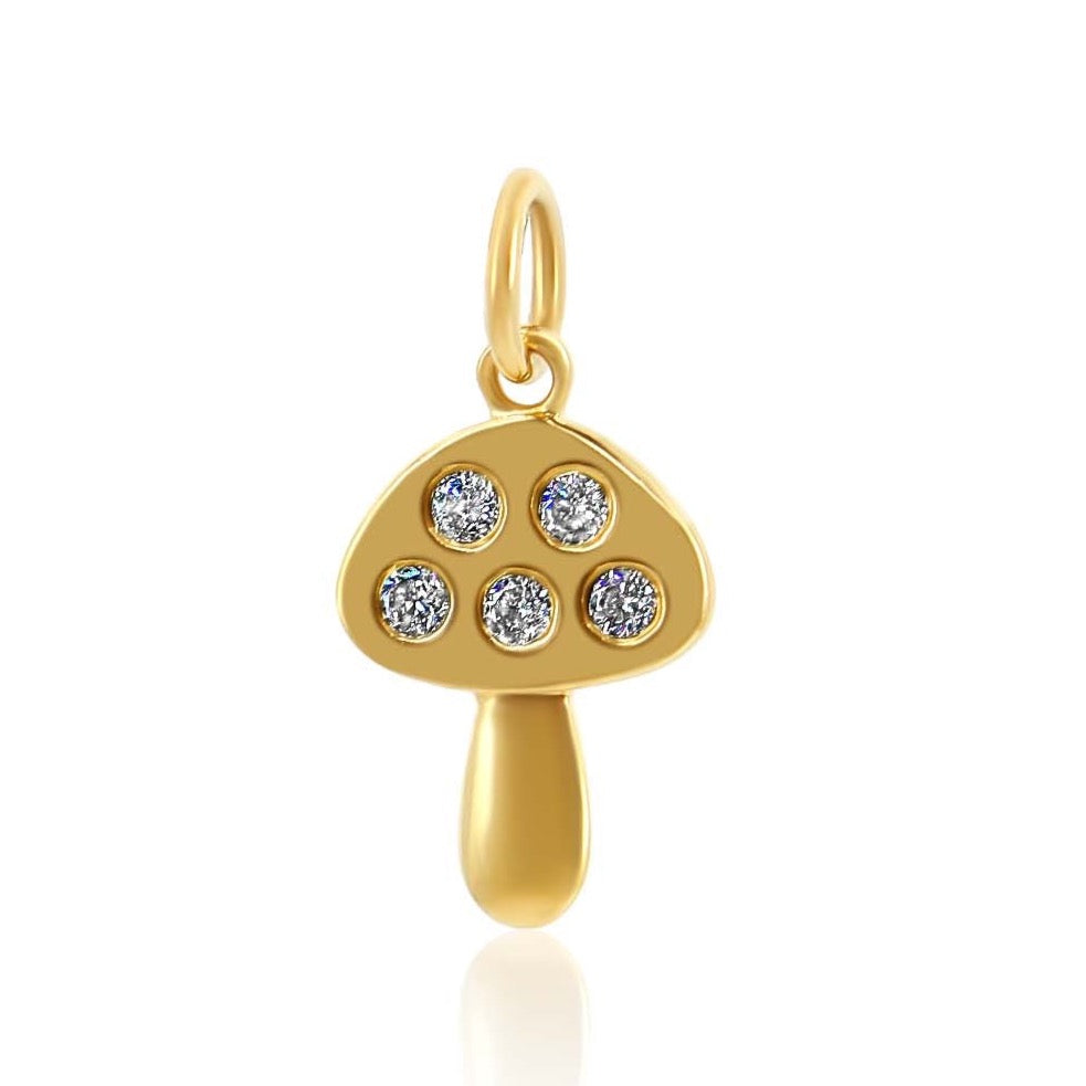 Gold Diamond Mushroom Charm