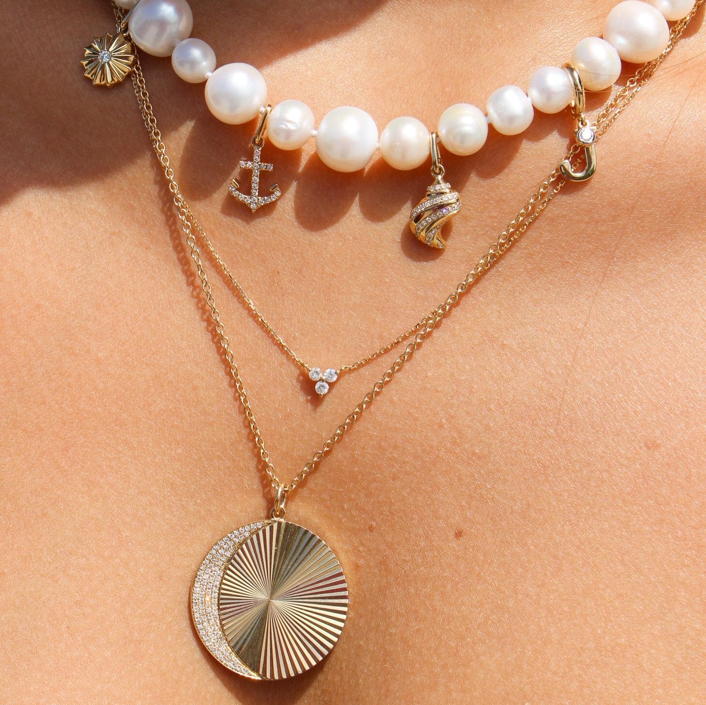 Gold Diamond Seashell Charm