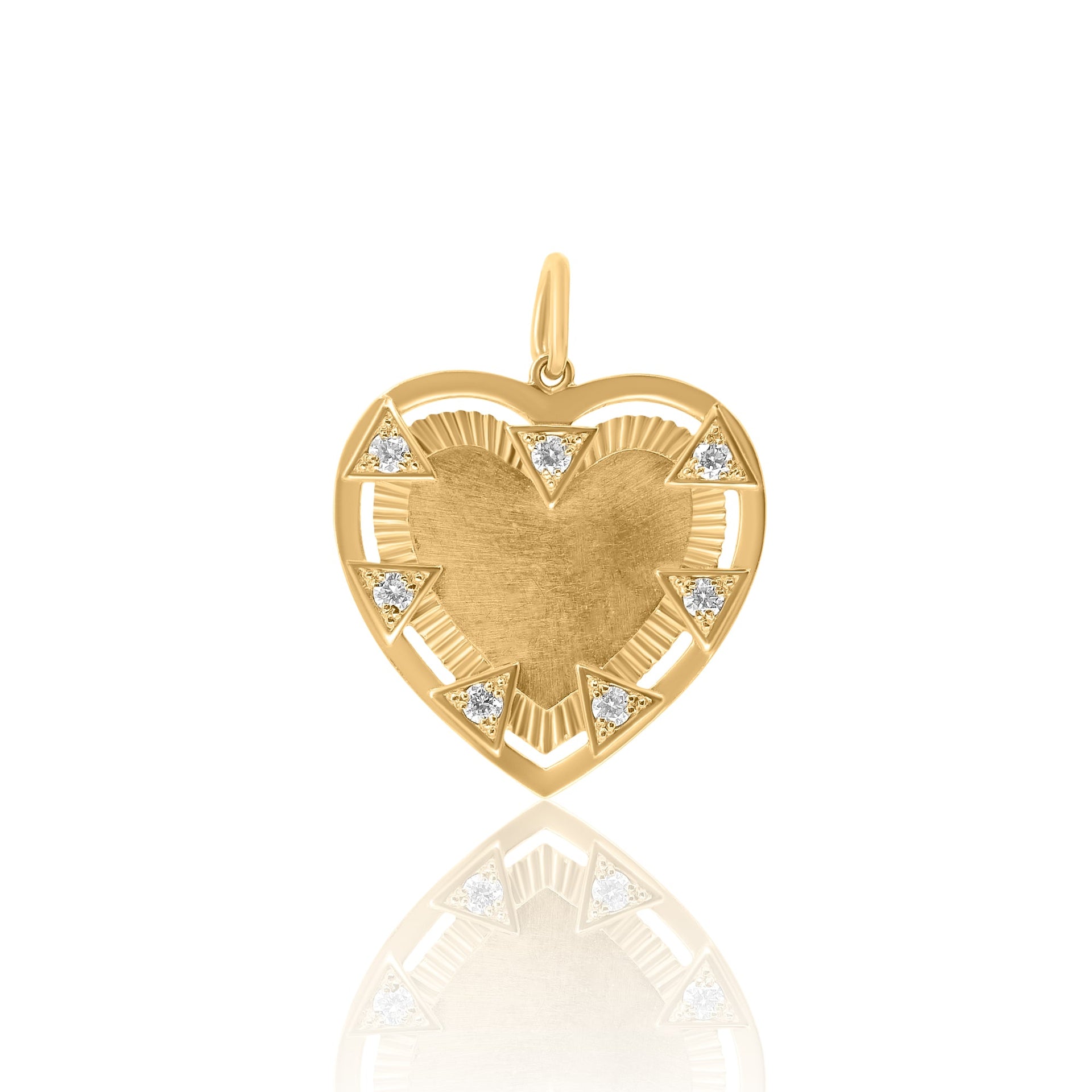 Gold Diamond Solid Heart Pendant