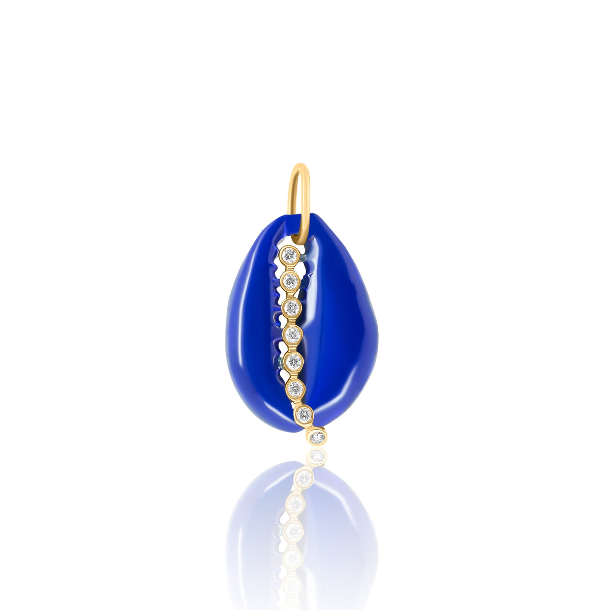 Gold Diamond Navy Cowrie Shell Pendant