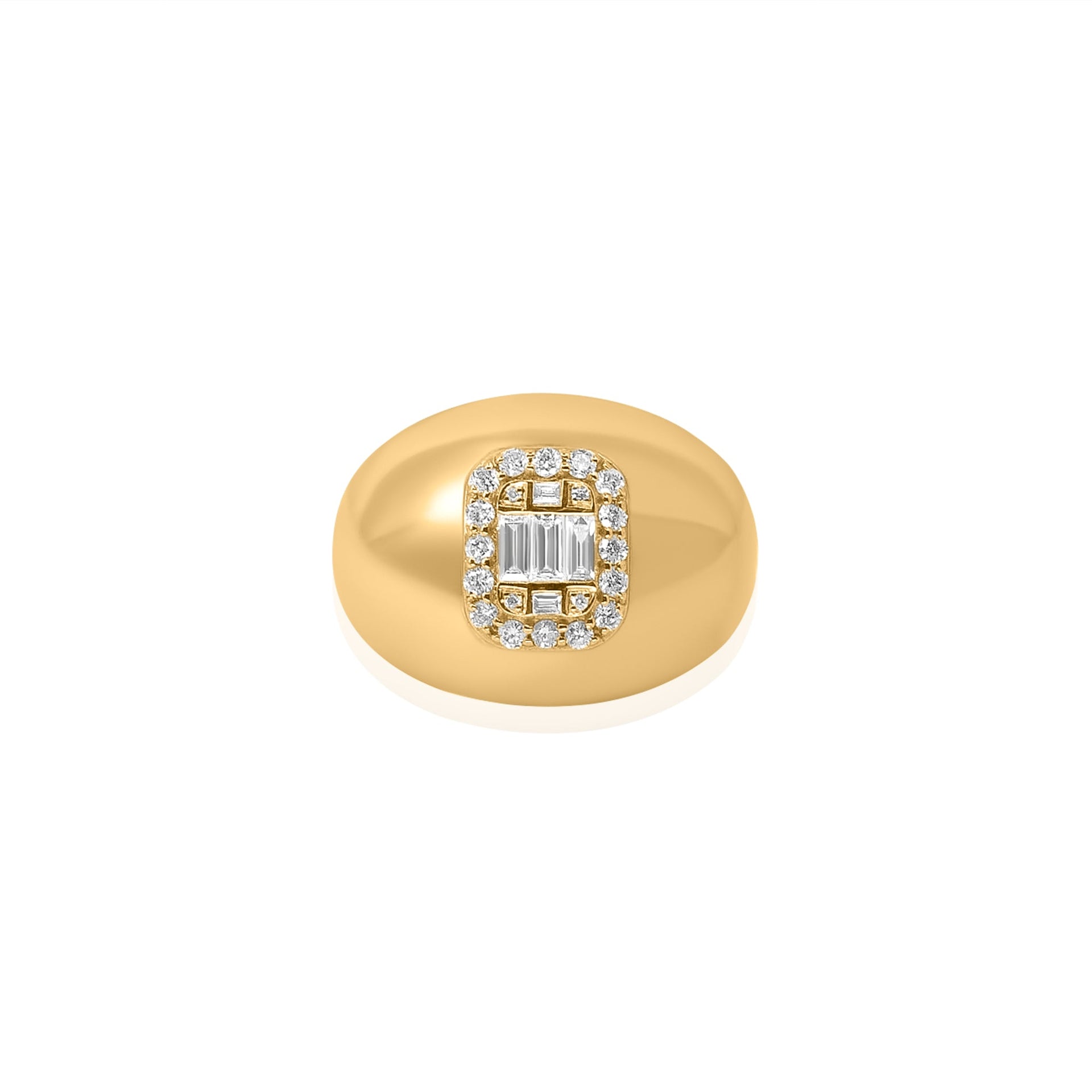 Gold Pave Diamond Baguette Dome Ring