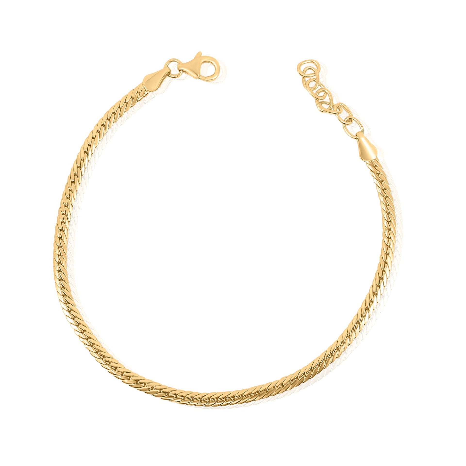Gold Thin Hallow Cuban Link Bracelet
