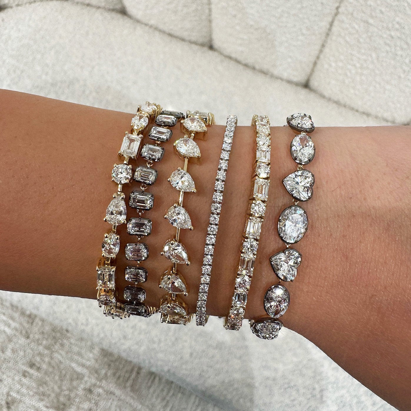 Emerald Cut and Round Lab Diamond Tennis Bracelet