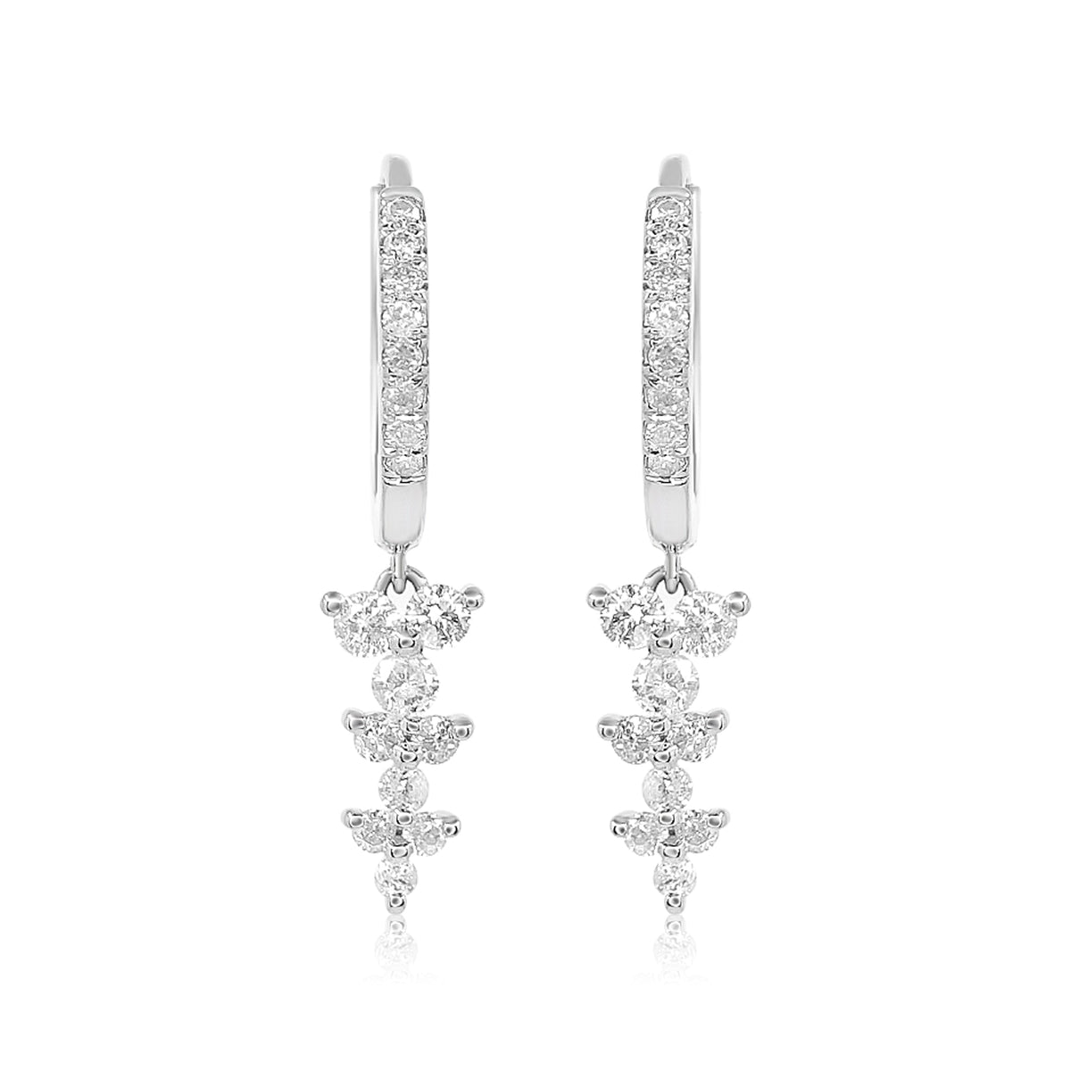Gold Triple Trio Diamond Hoop Earring