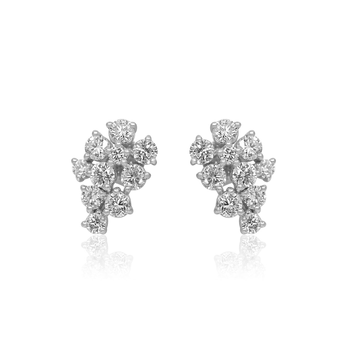 Gold Fancy Cluster Round Diamond Earrings