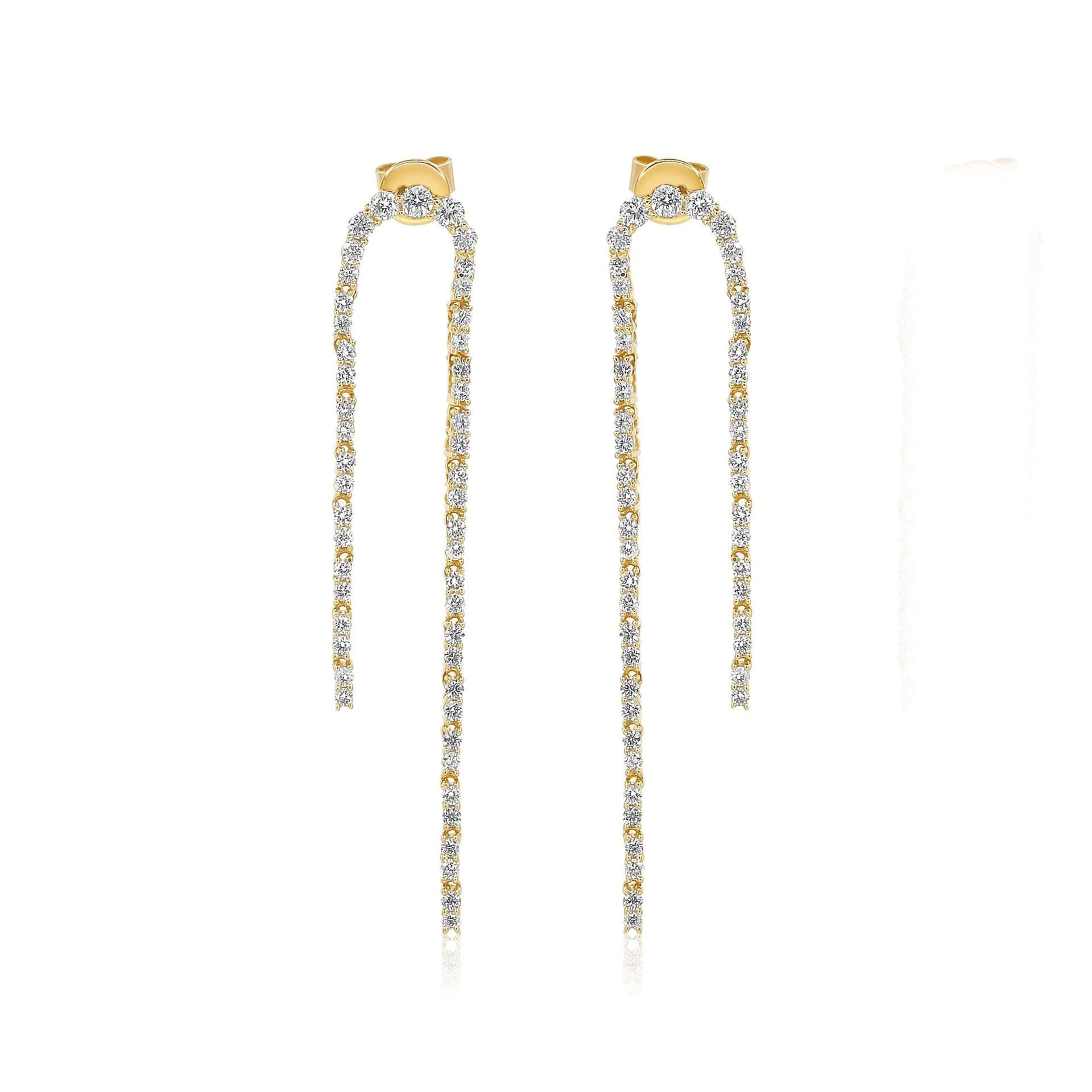 Gold Curve Diamond Drop Earrings