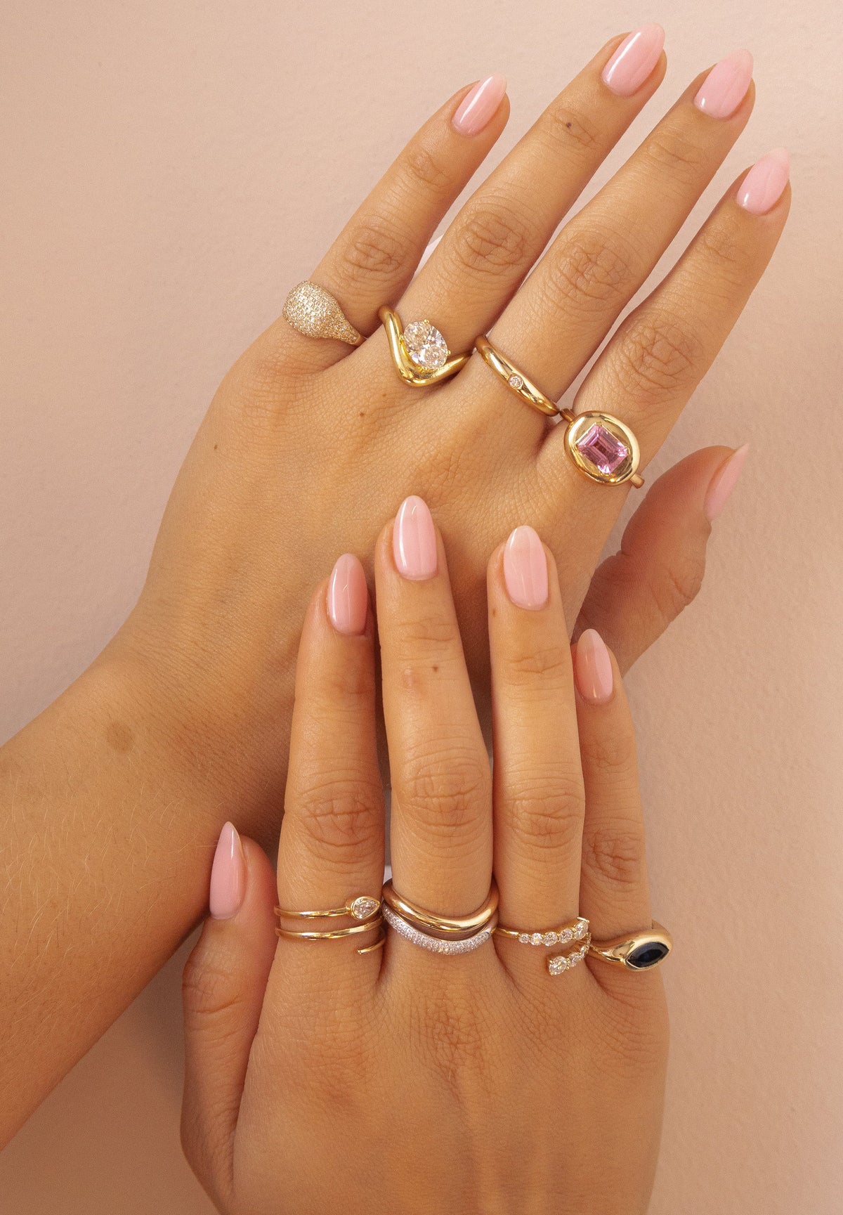 Gold Pink Tourmaline Oval Ring