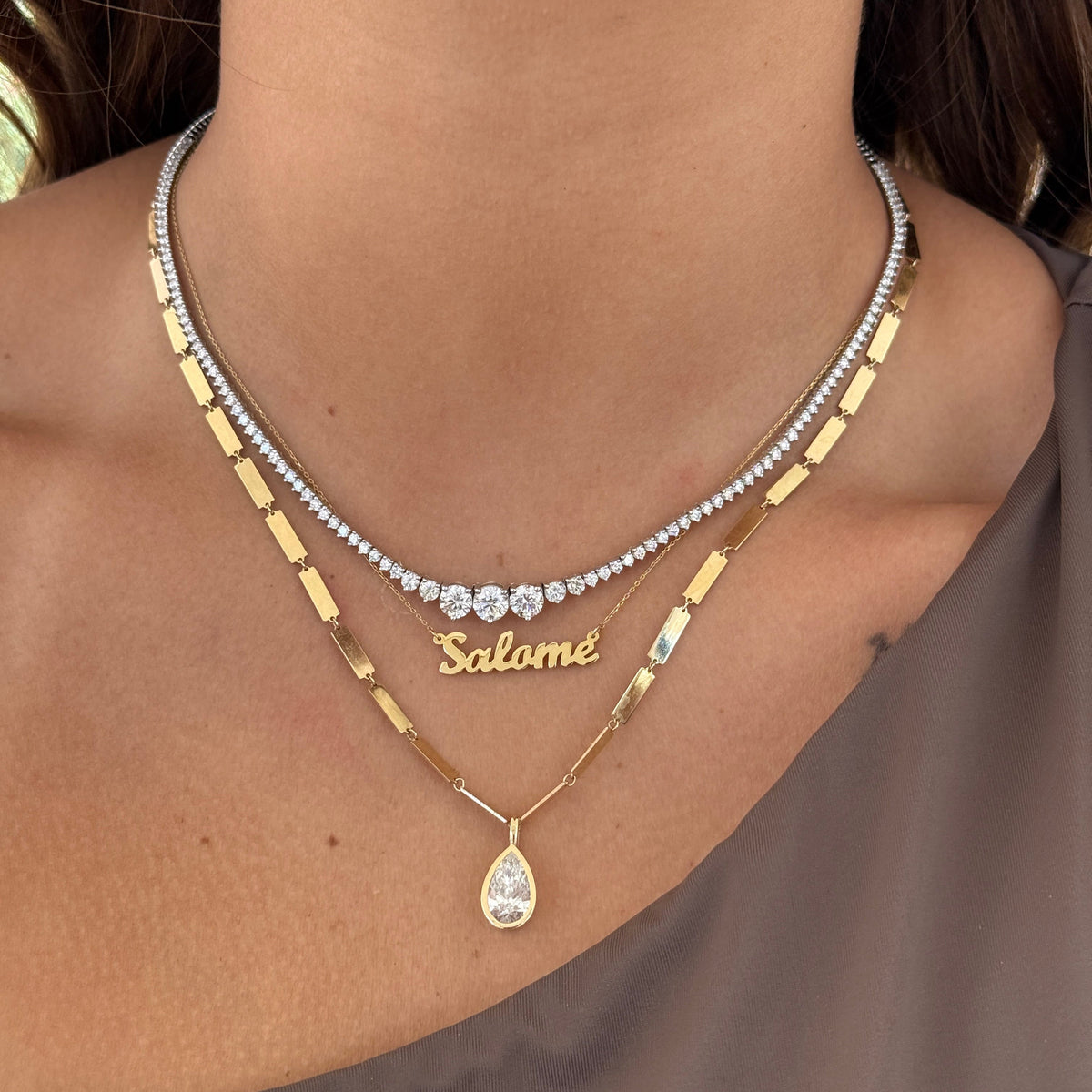 Gold Bar Chain Necklace