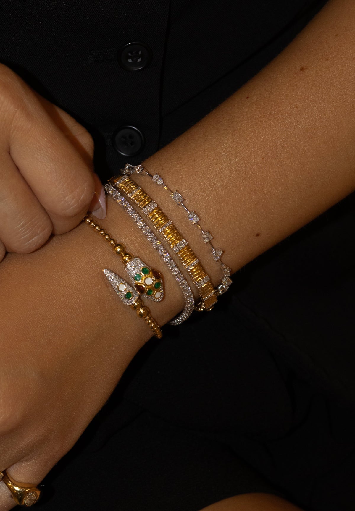 Gold Lab Diamond Multi Shape Tennis Bracelet