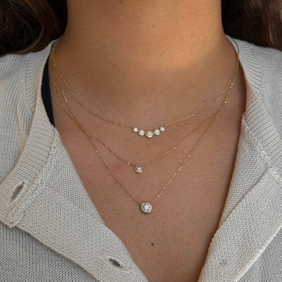 Gold Large Diamond Bezel Necklace