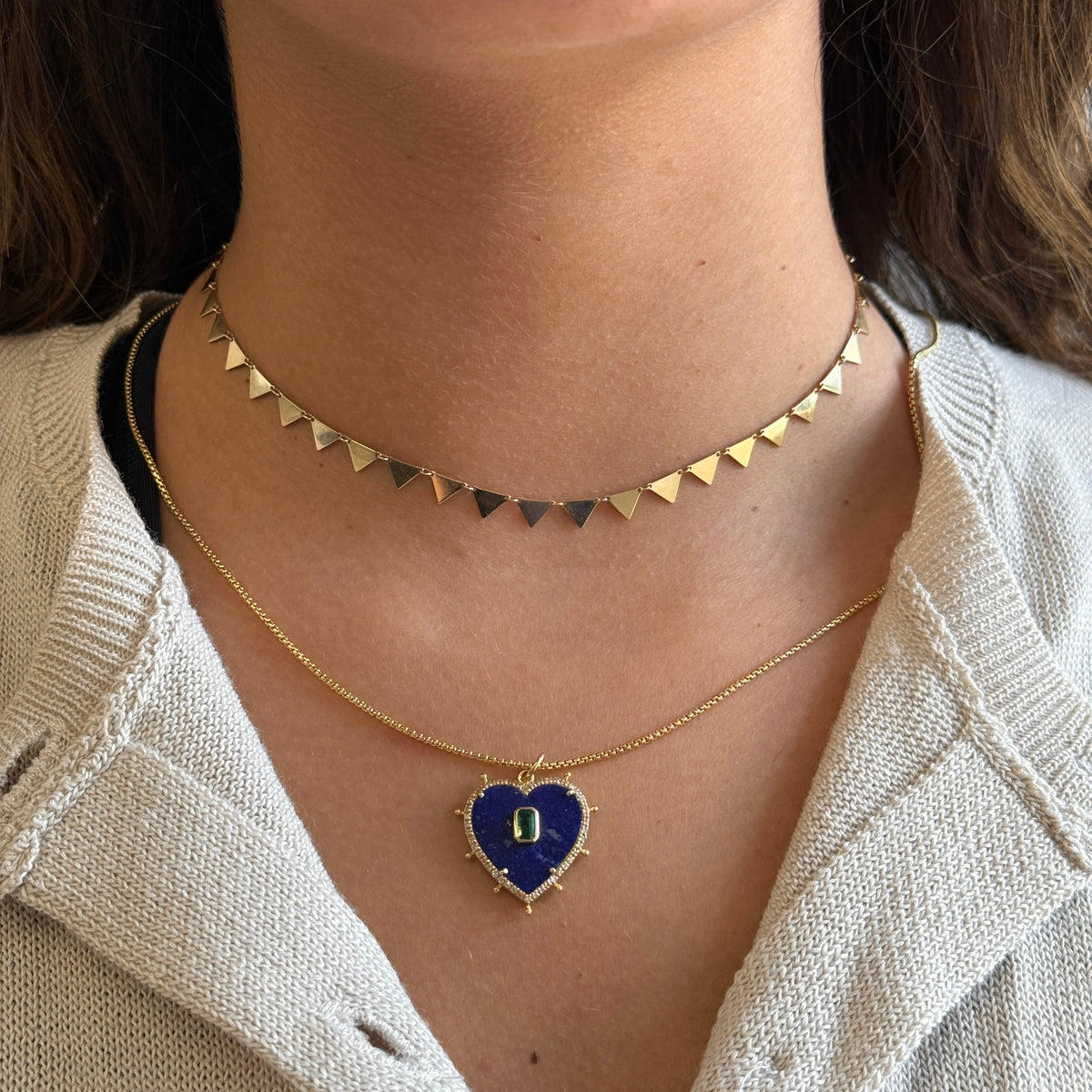 Gold Triangle Shape Chain Necklace