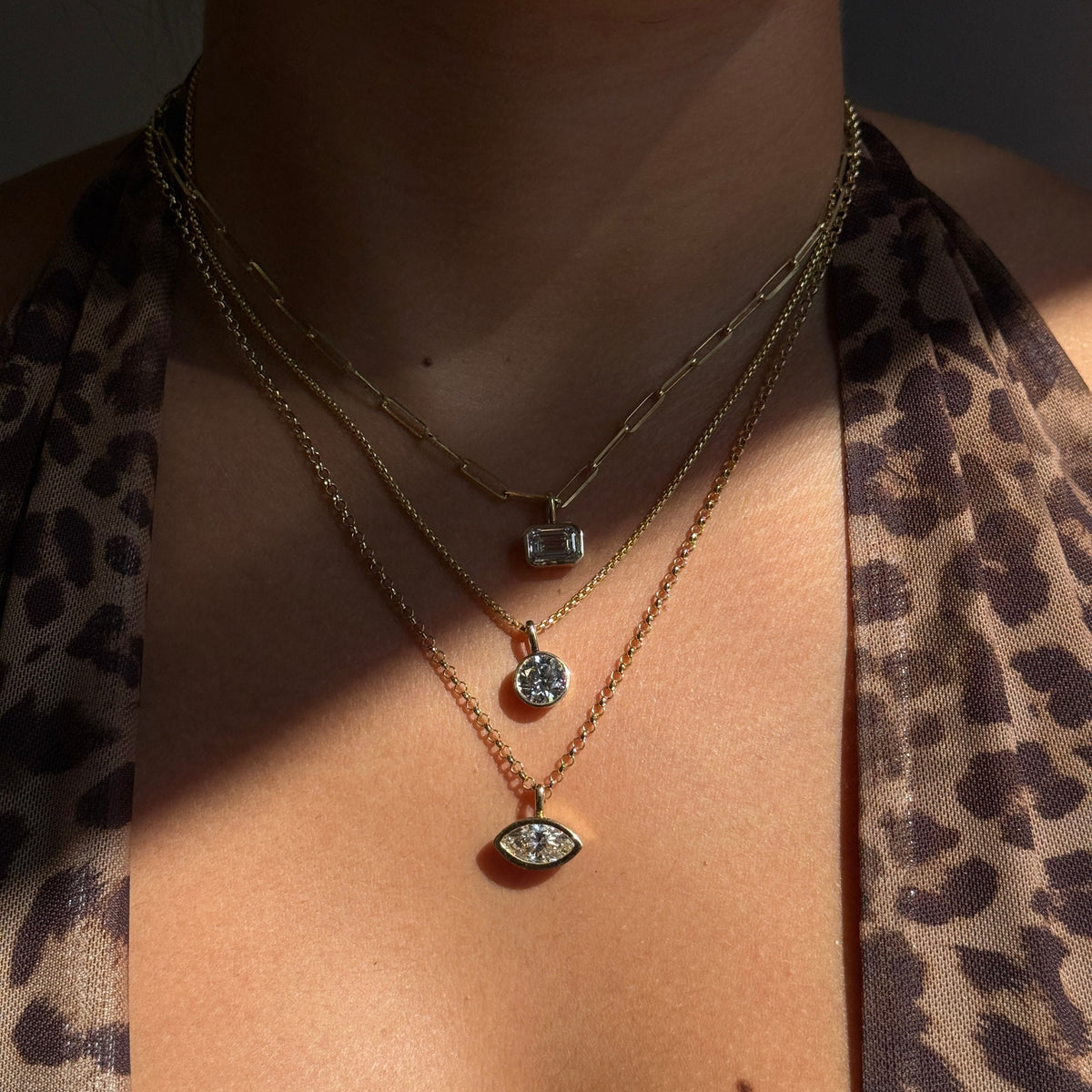 Gold Thin Round Box Chain Necklace
