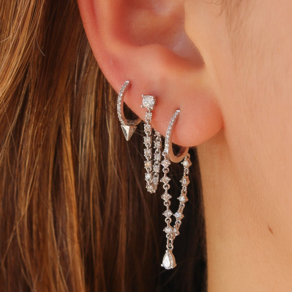 Gold Diamond Chain Loop Earring