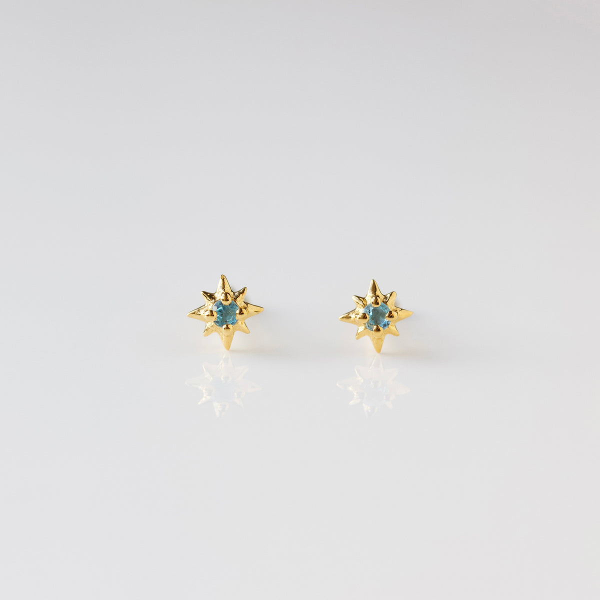 Dainty Blue Topaz Star Stud Earrings