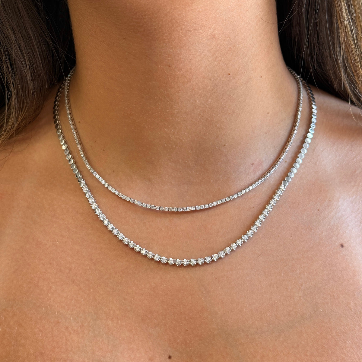 Gold Diamond Lab Grown Classic Tennis Necklace