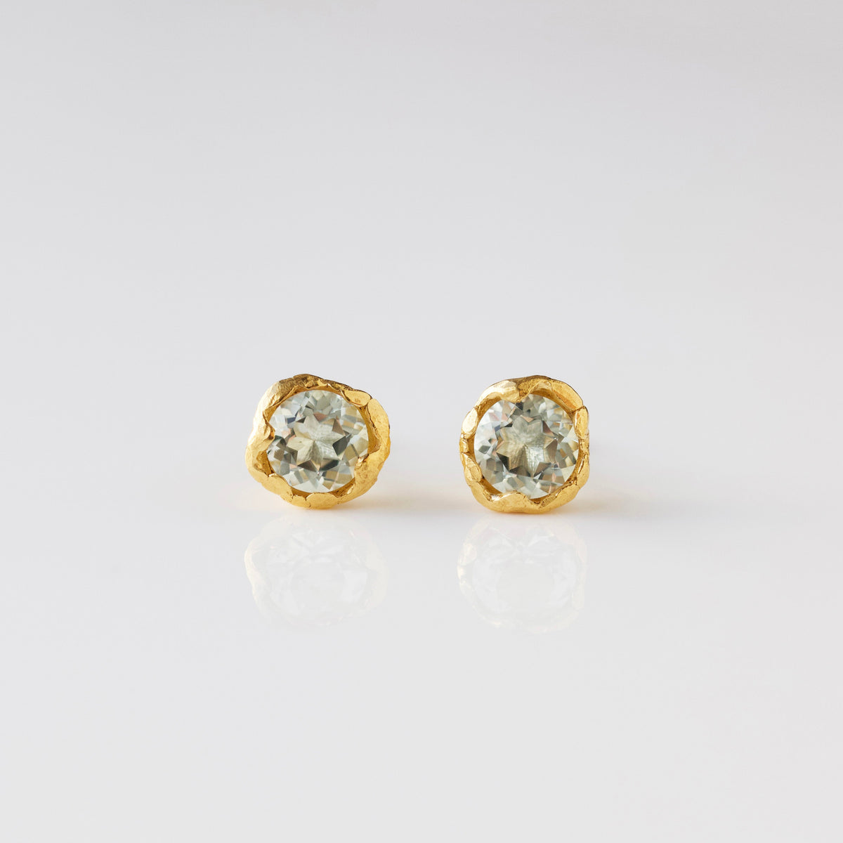 Molten Green Amethyst Stud Earrings