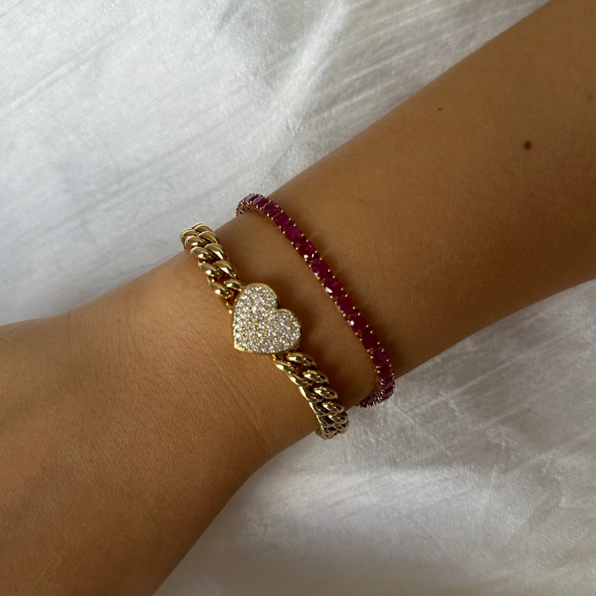 Gold Oval Ruby Tennis Bracelet