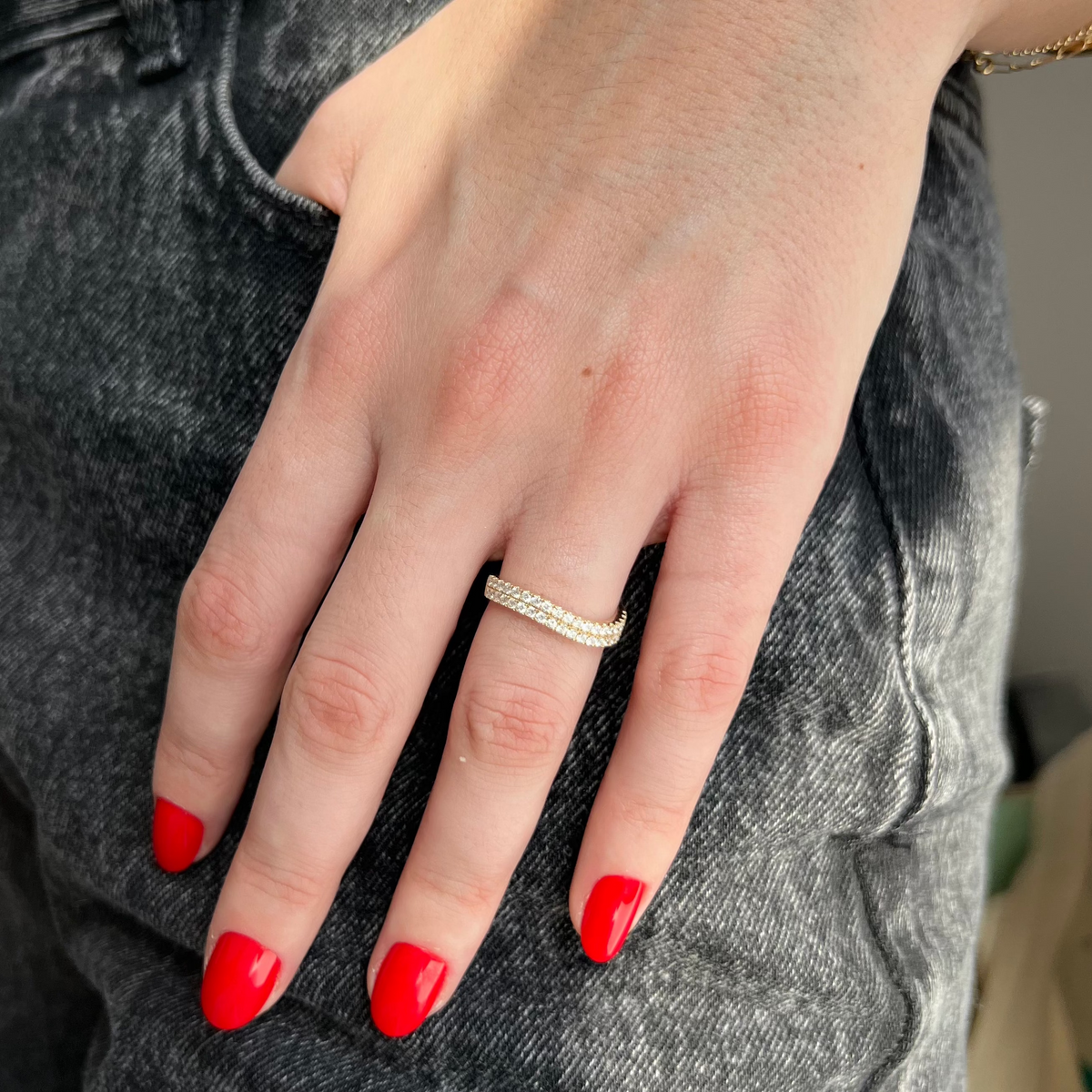 Pave Diamond Curve Ring