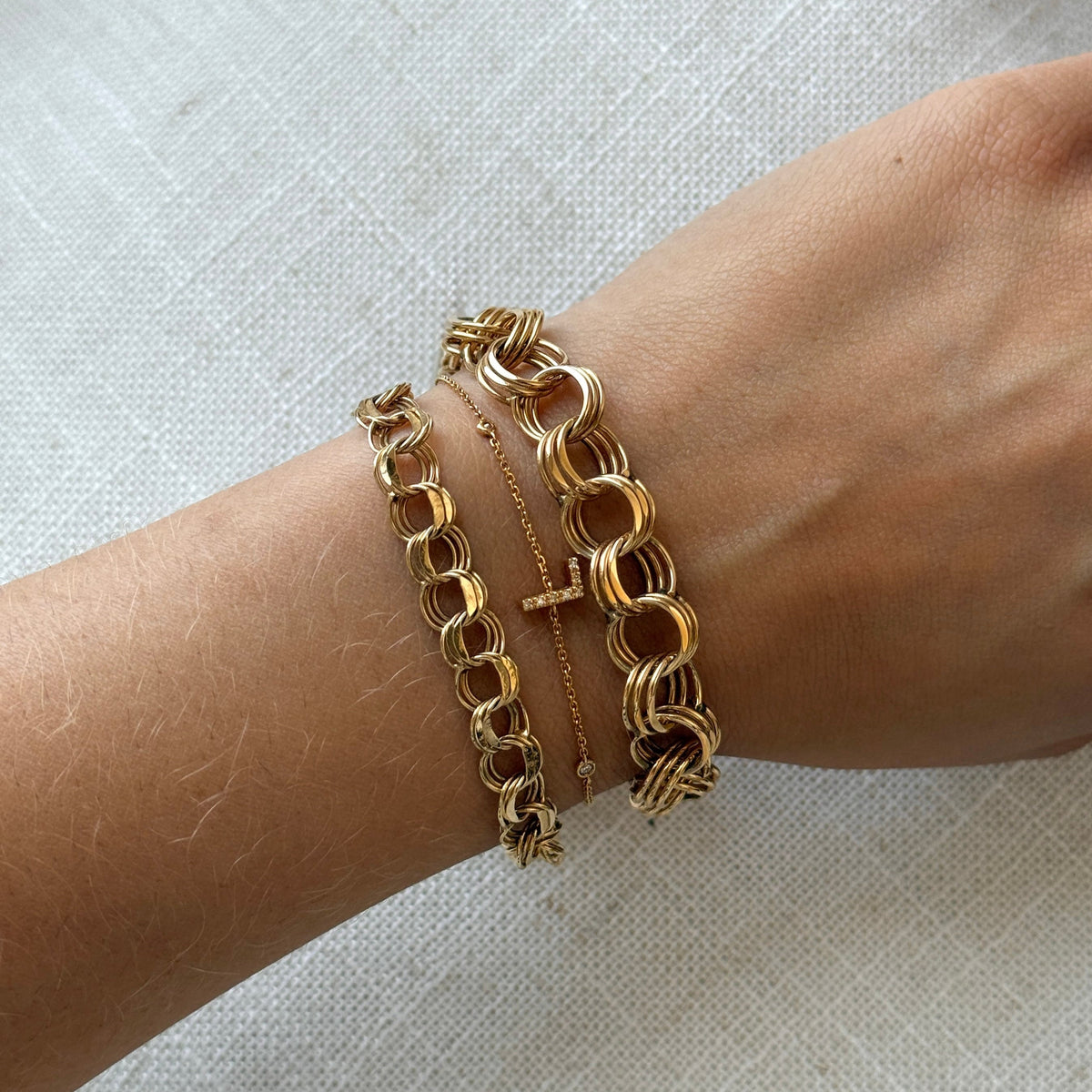 Gold Vintage Large Link Bracelet