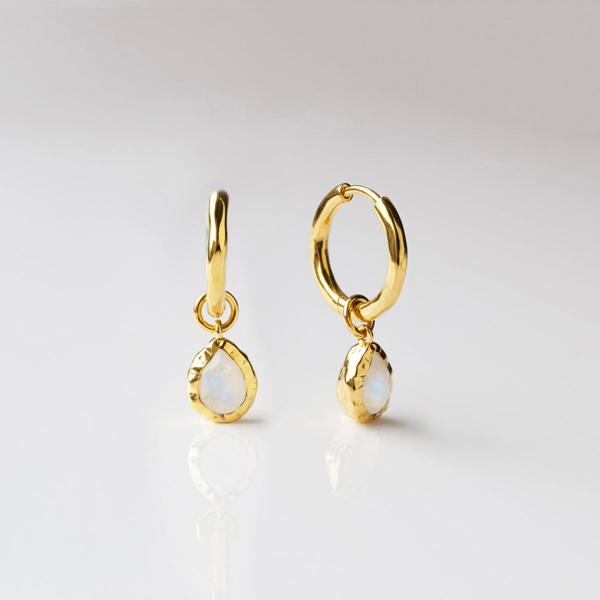 Molten Moonstone Drop Hoop Earrings