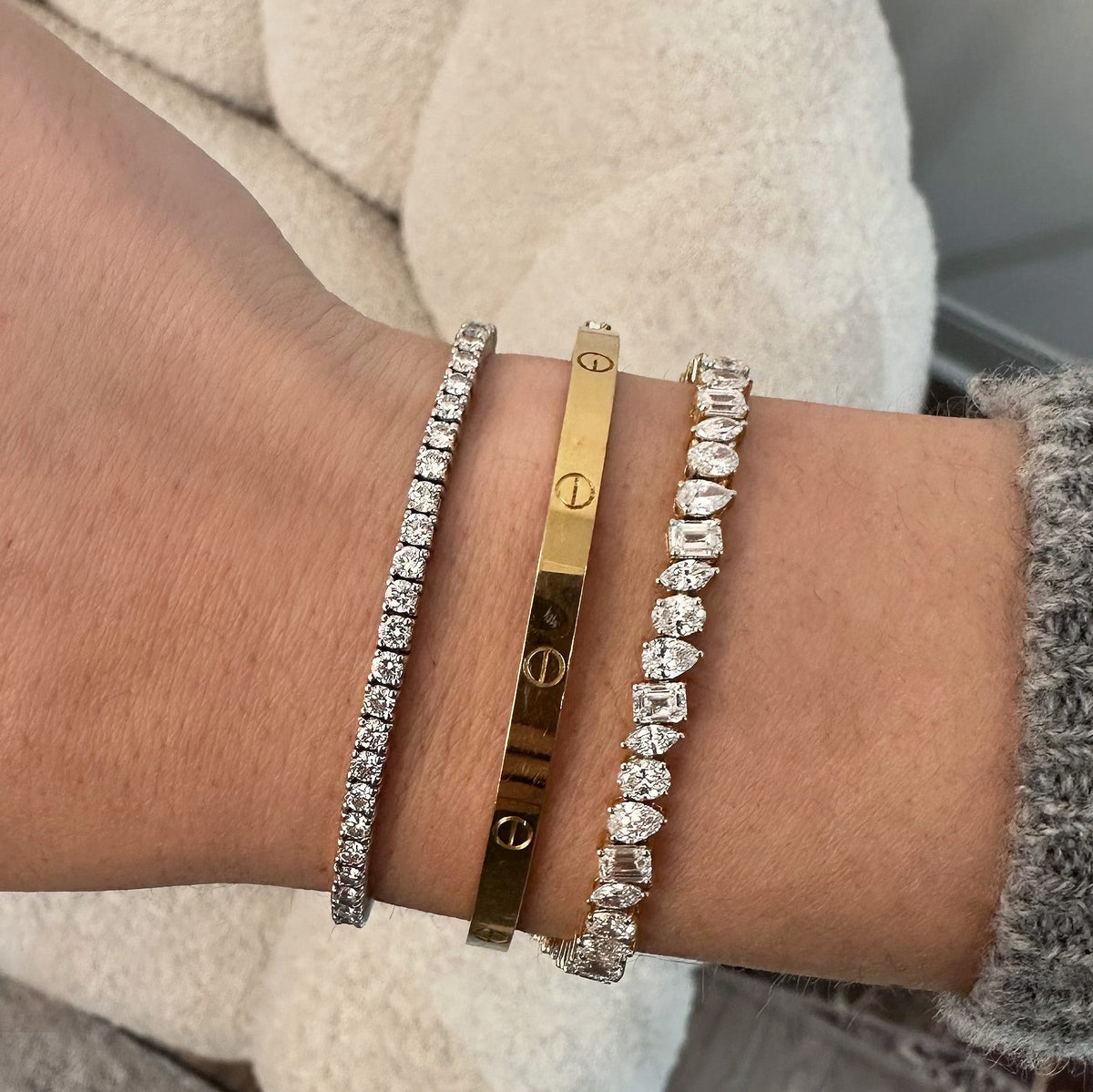 Mixed Shape Lab Diamond Tennis Bracelet