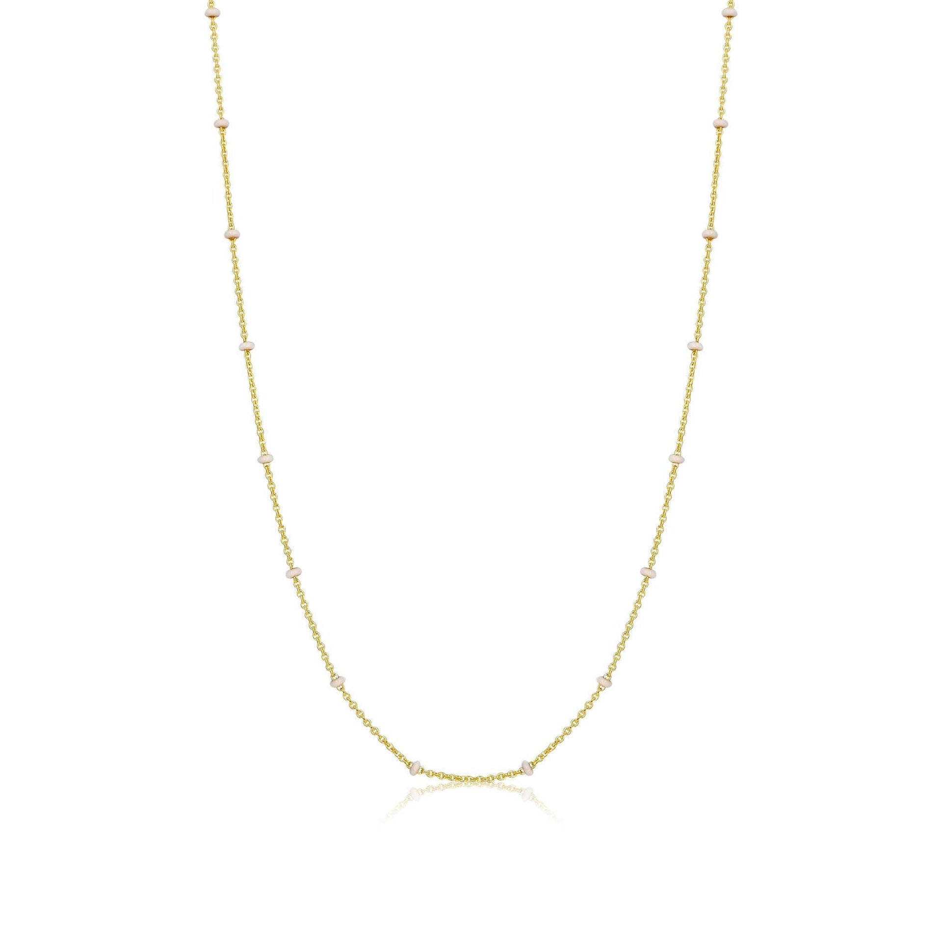 Gold Dainty White Enamel Chain Necklace