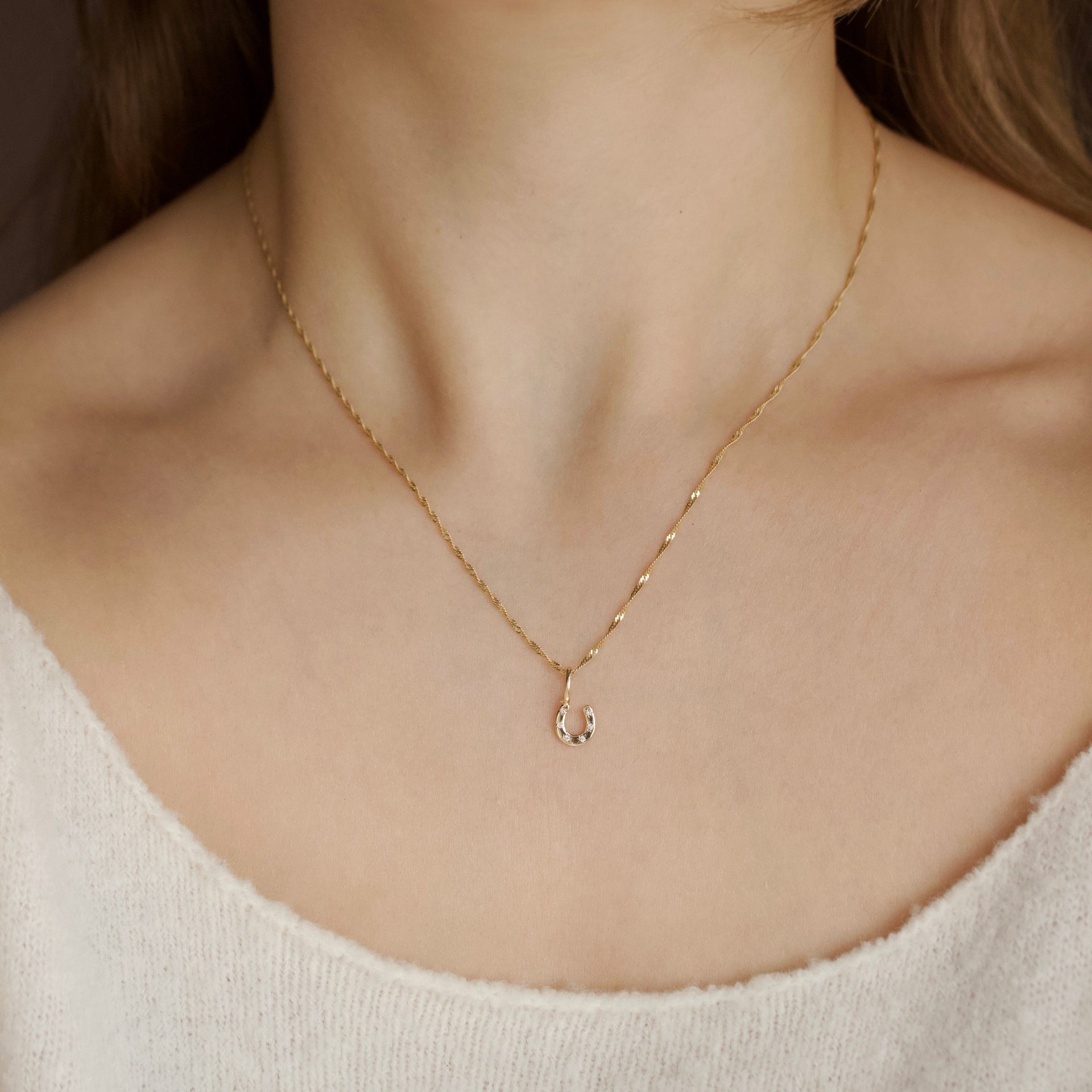 Diamond Horseshoe Charm