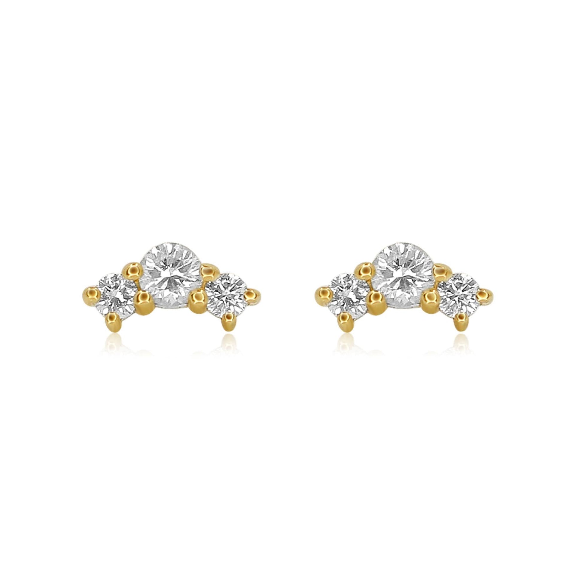 Gold Diamond Mini Trio Prong Earring Climber