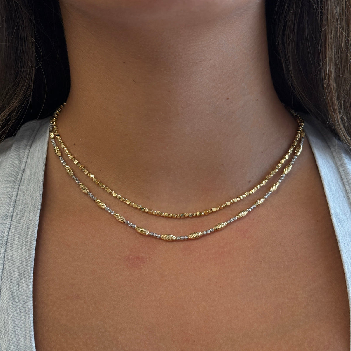 Gold Diamond Cut Two Tone Necklace