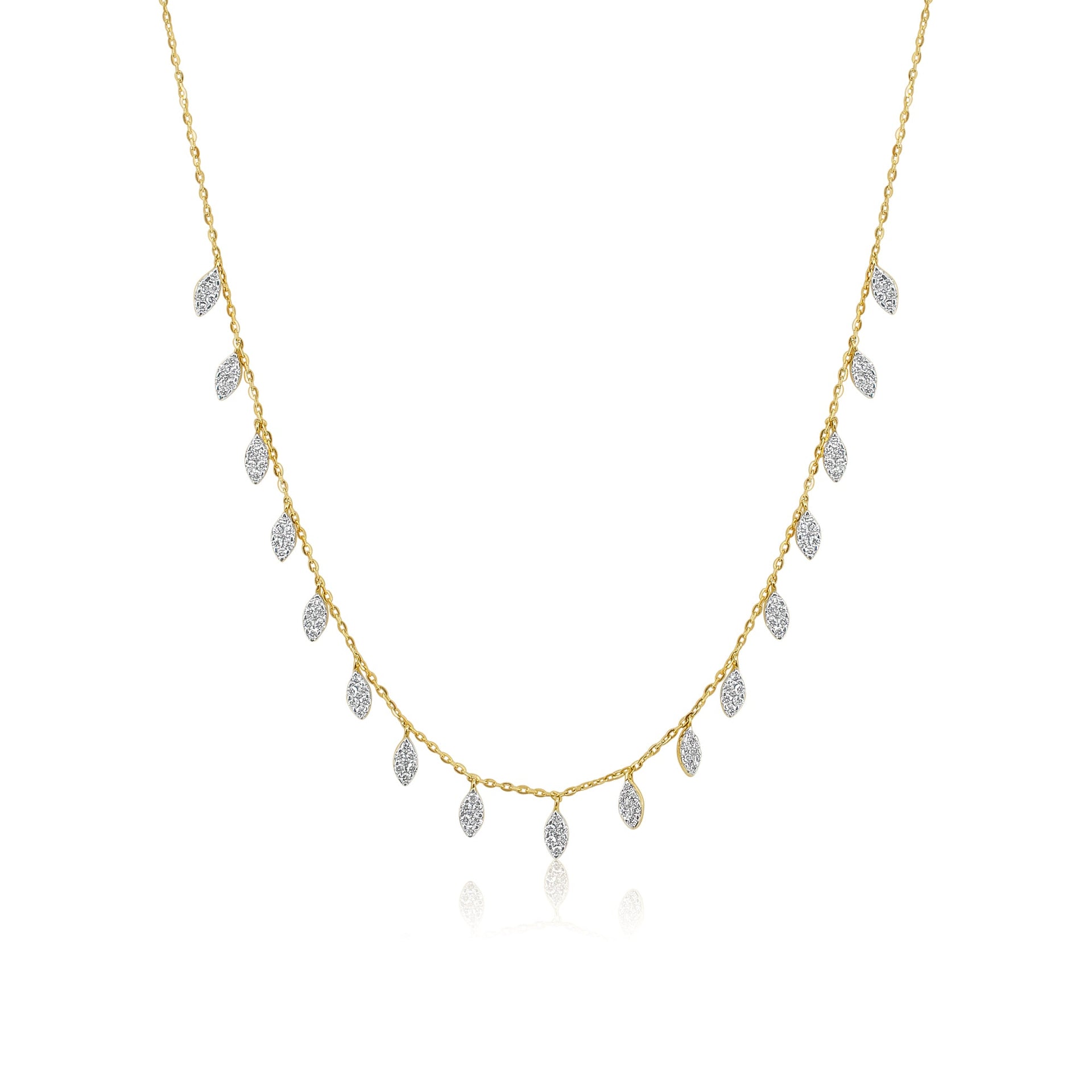 Gold Pave Diamond Marquise Drop Necklace