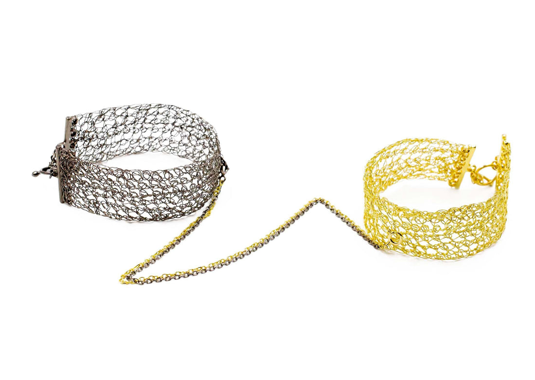 black-rhodium-and-gold-double-chain-cuff-bracelet