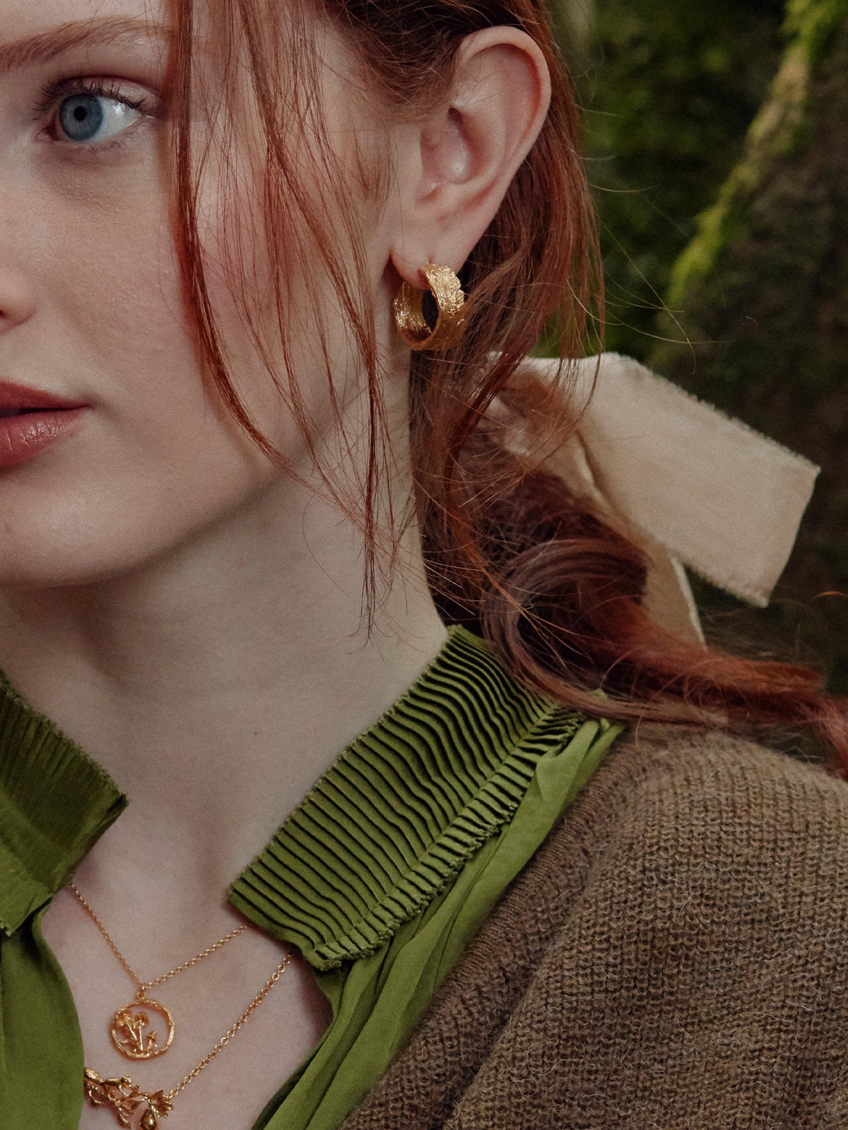Wide Bark Hoop Earrings