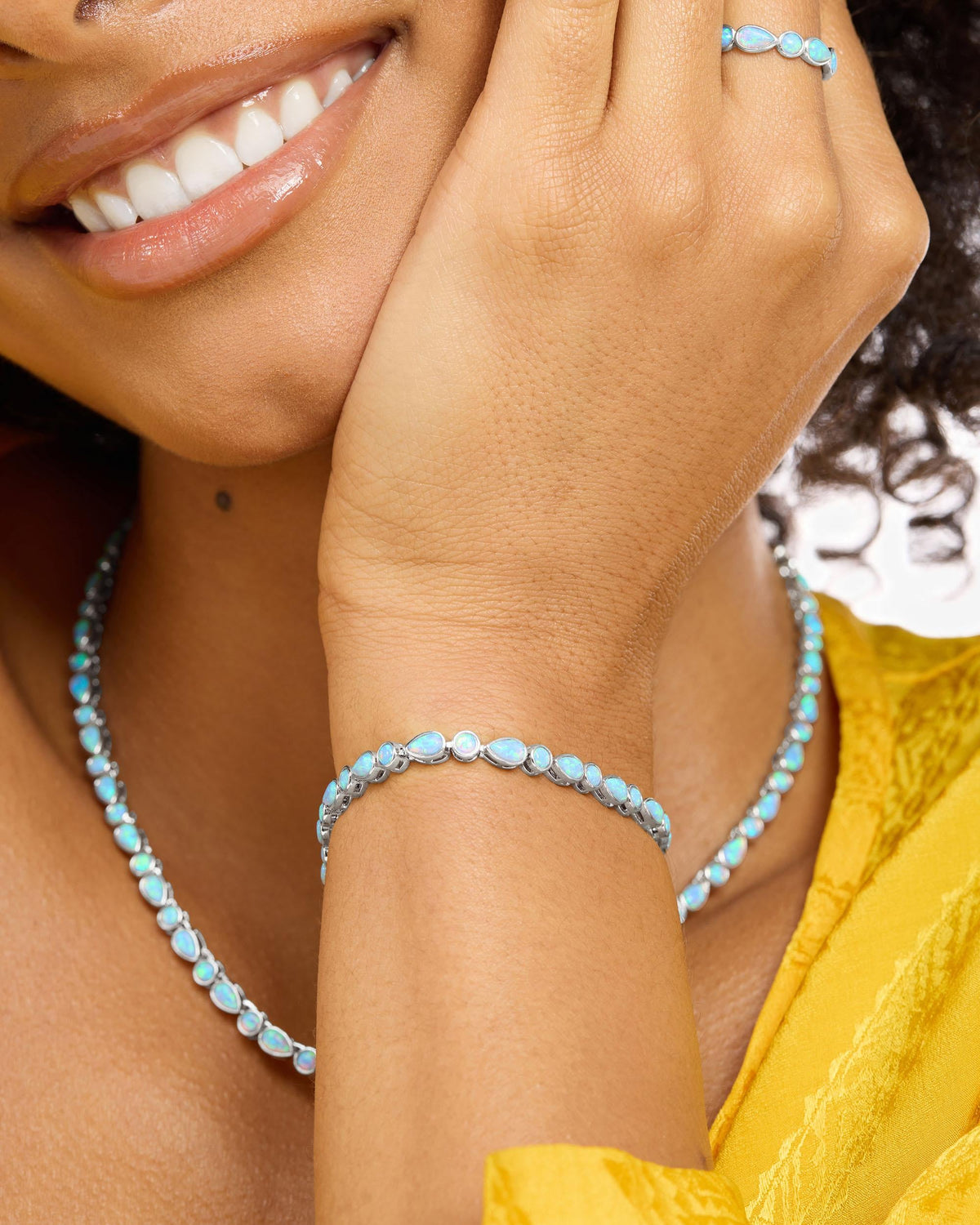 Isla Tennis Bracelet 3mm - Silver|Blue Opal