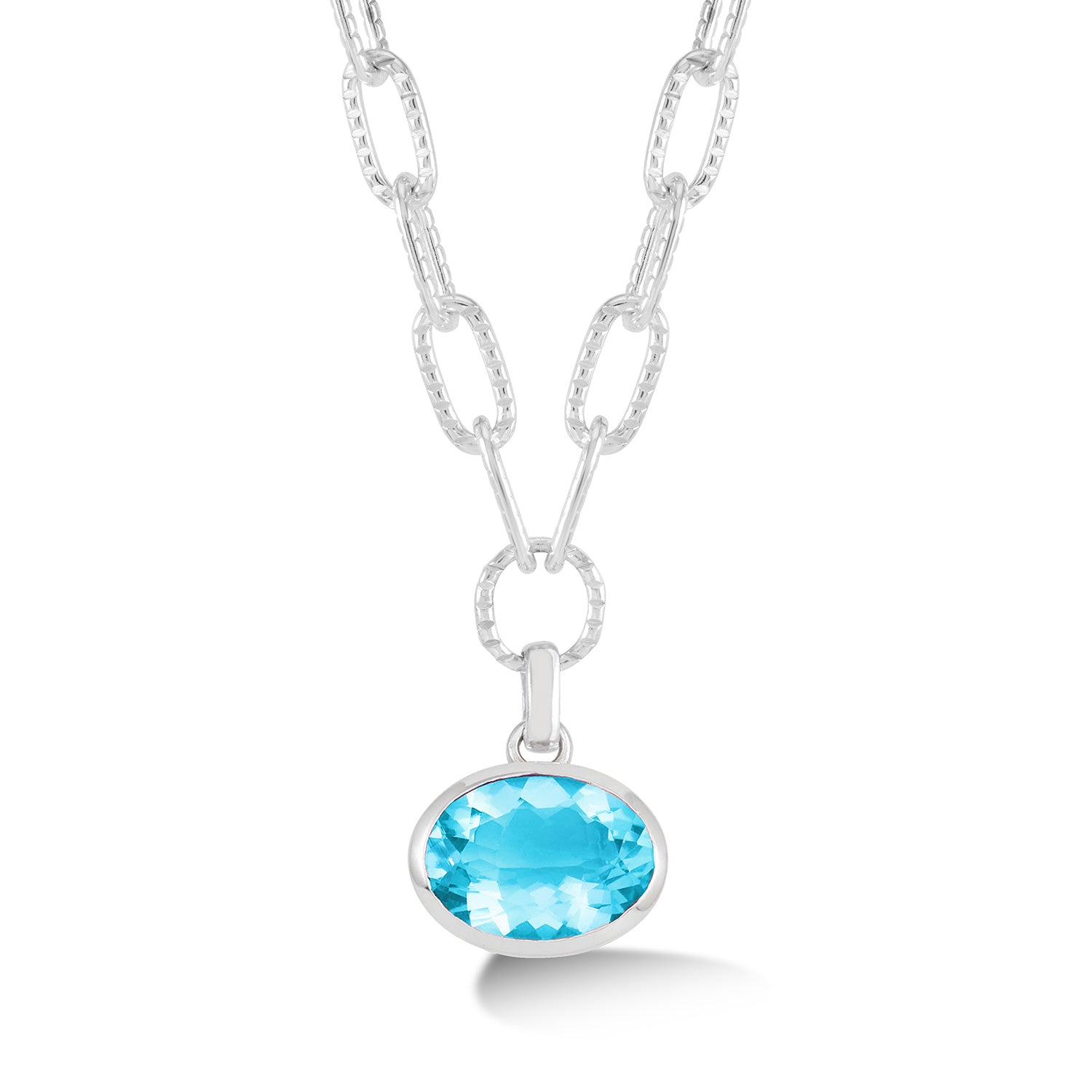 Large Oval Blue Topaz Array Pendant
