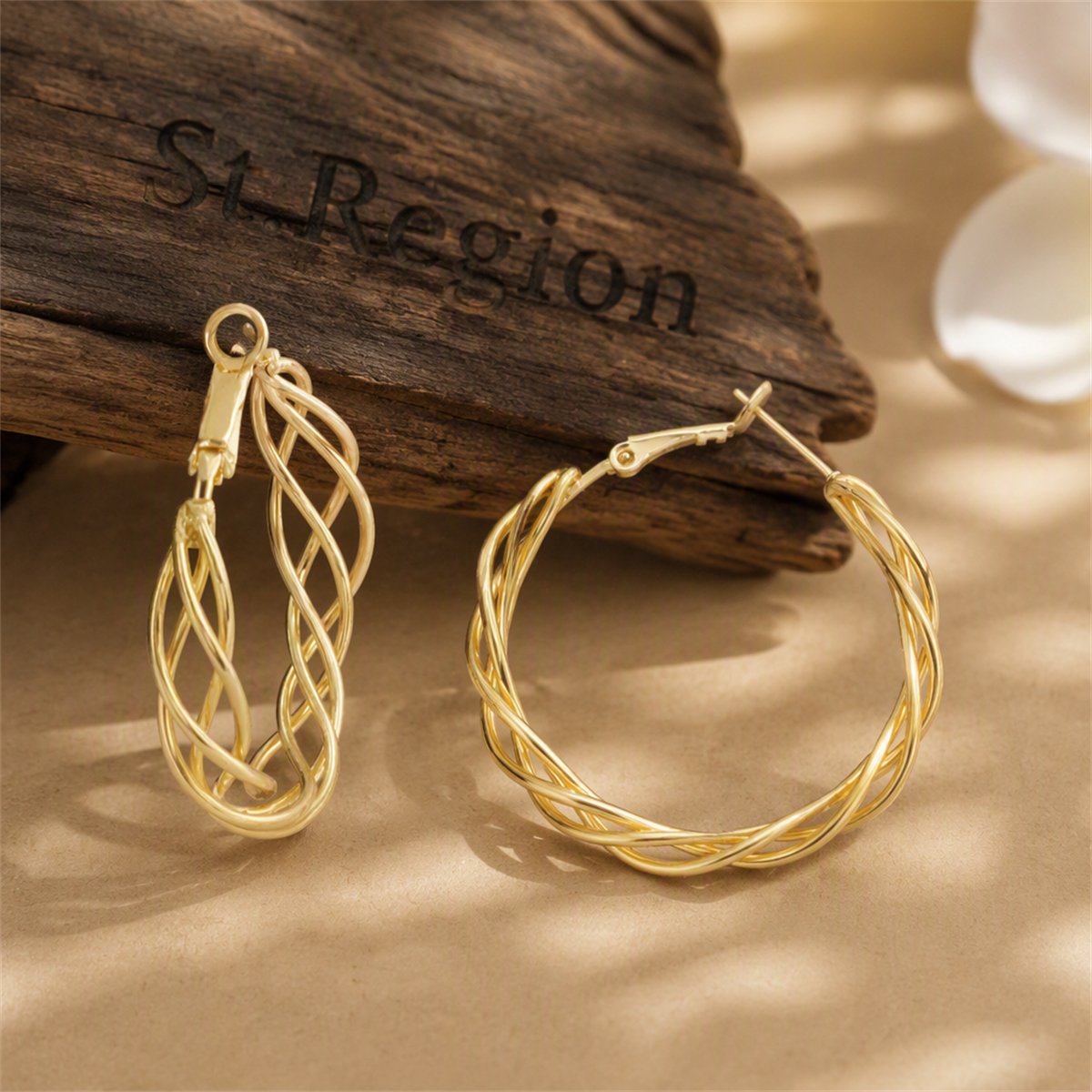 18K Gold-Plated Abstract Nest Hoop Earrings