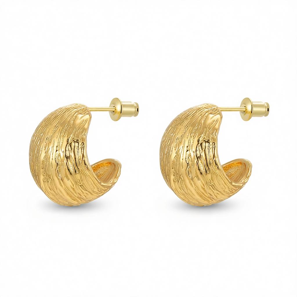 18K Gold-Plated C-Shape Huggie Earrings