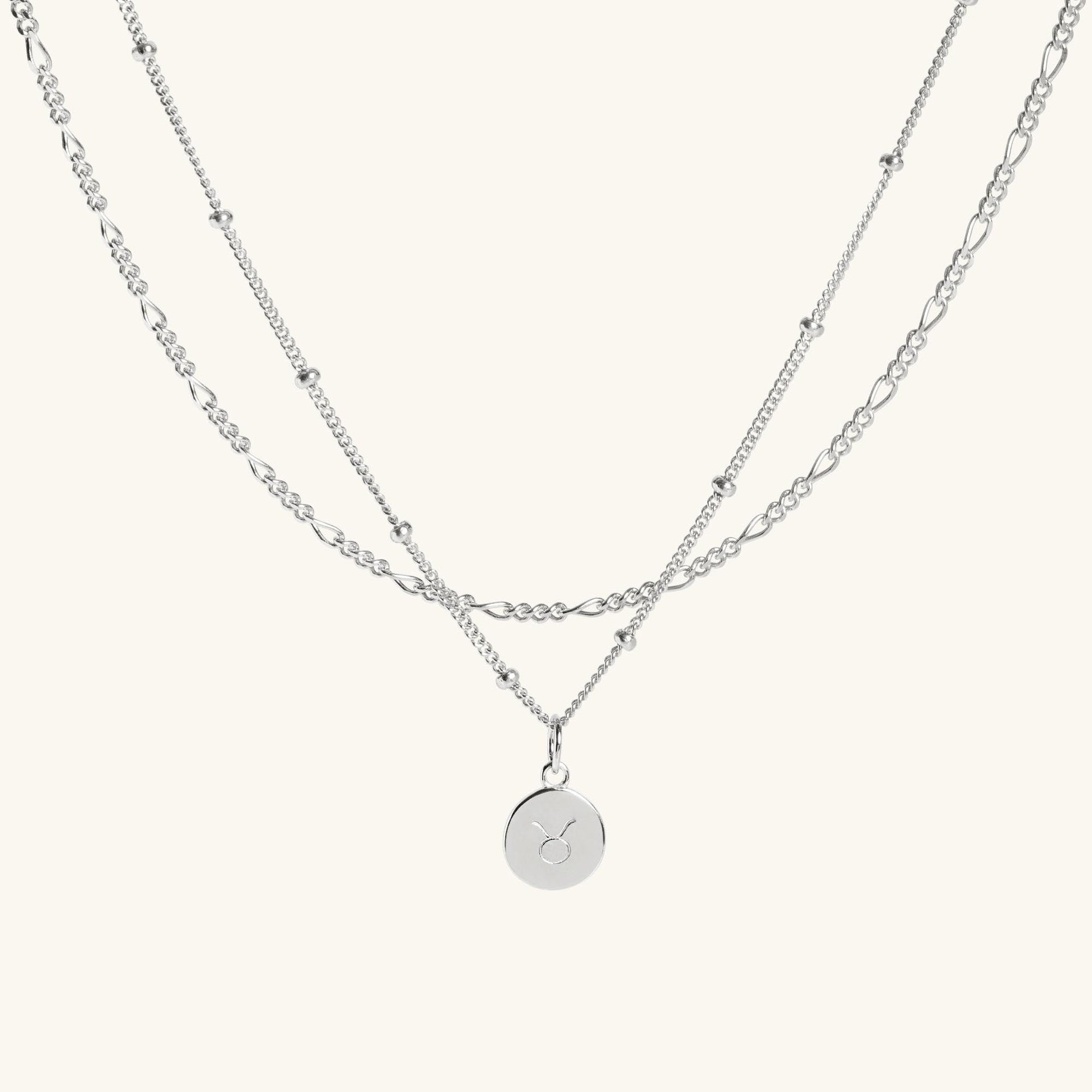 Zodiac Sign Necklace Layering Set in Silver