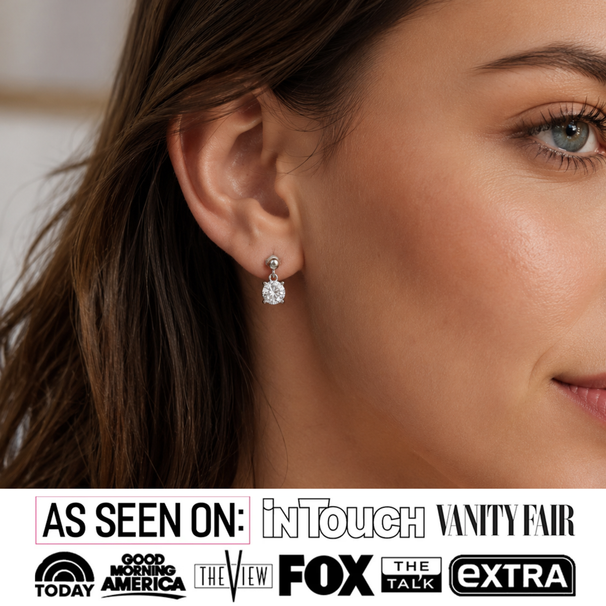 Jamie 18k White Gold Plated Drop Dangle Stud Earrings with Swarovski Crystals — Final Sale