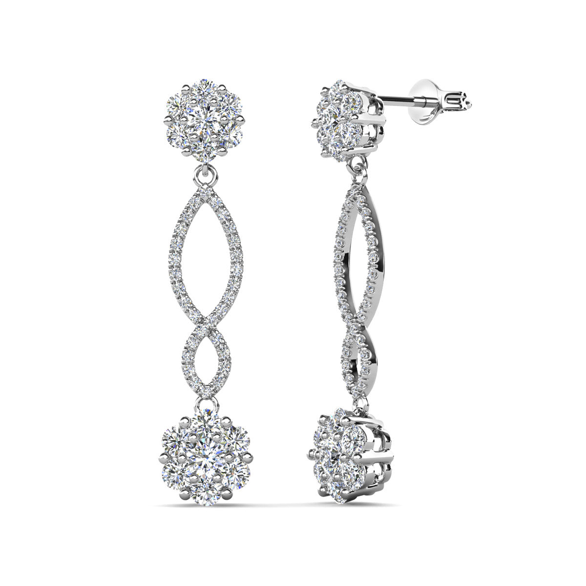 Jessica 18k White Gold Plated Dangle Earrings with Swarovski Crystals