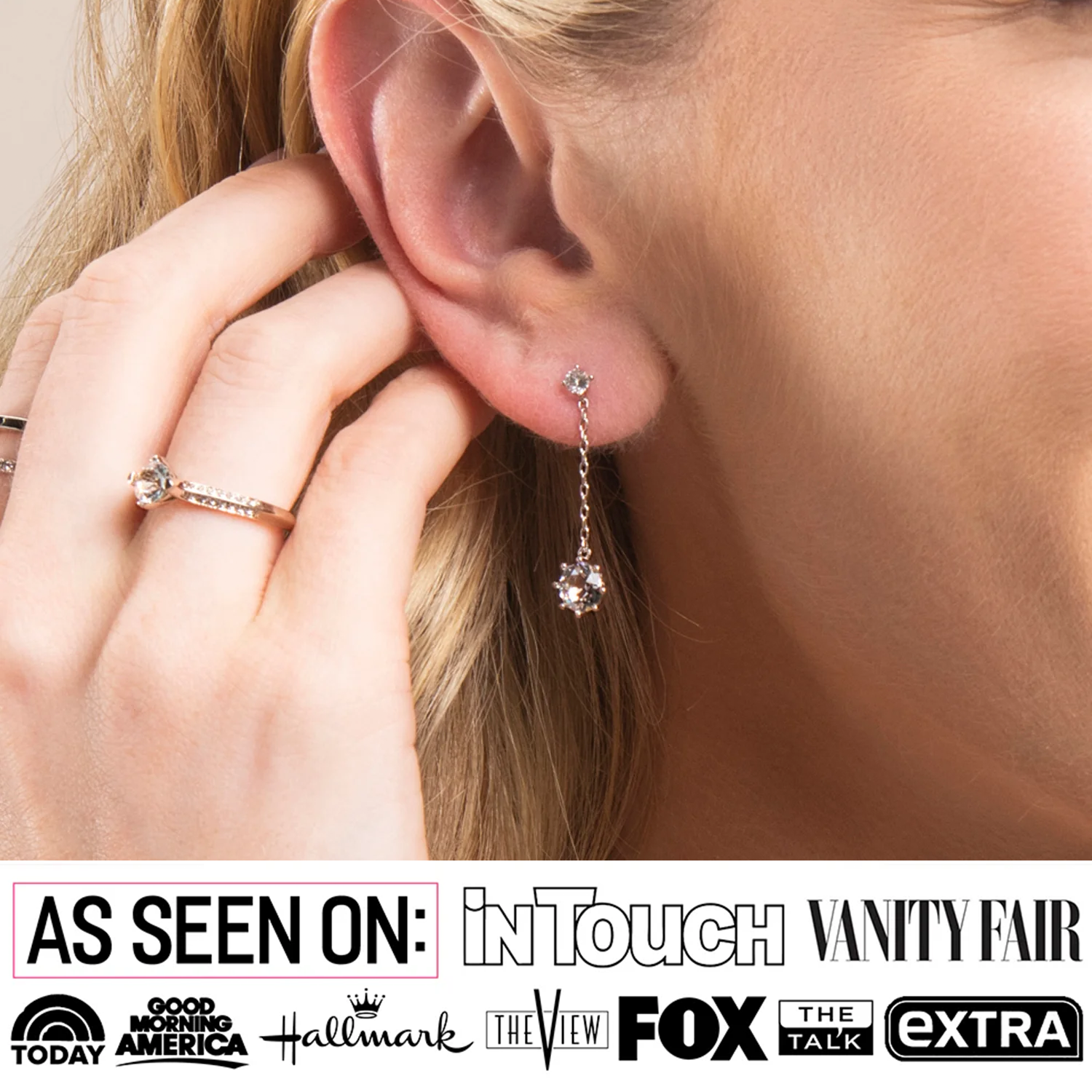 Jessie 18K White Gold Plated Dangle Stud Earrings with Swarovski Crystals