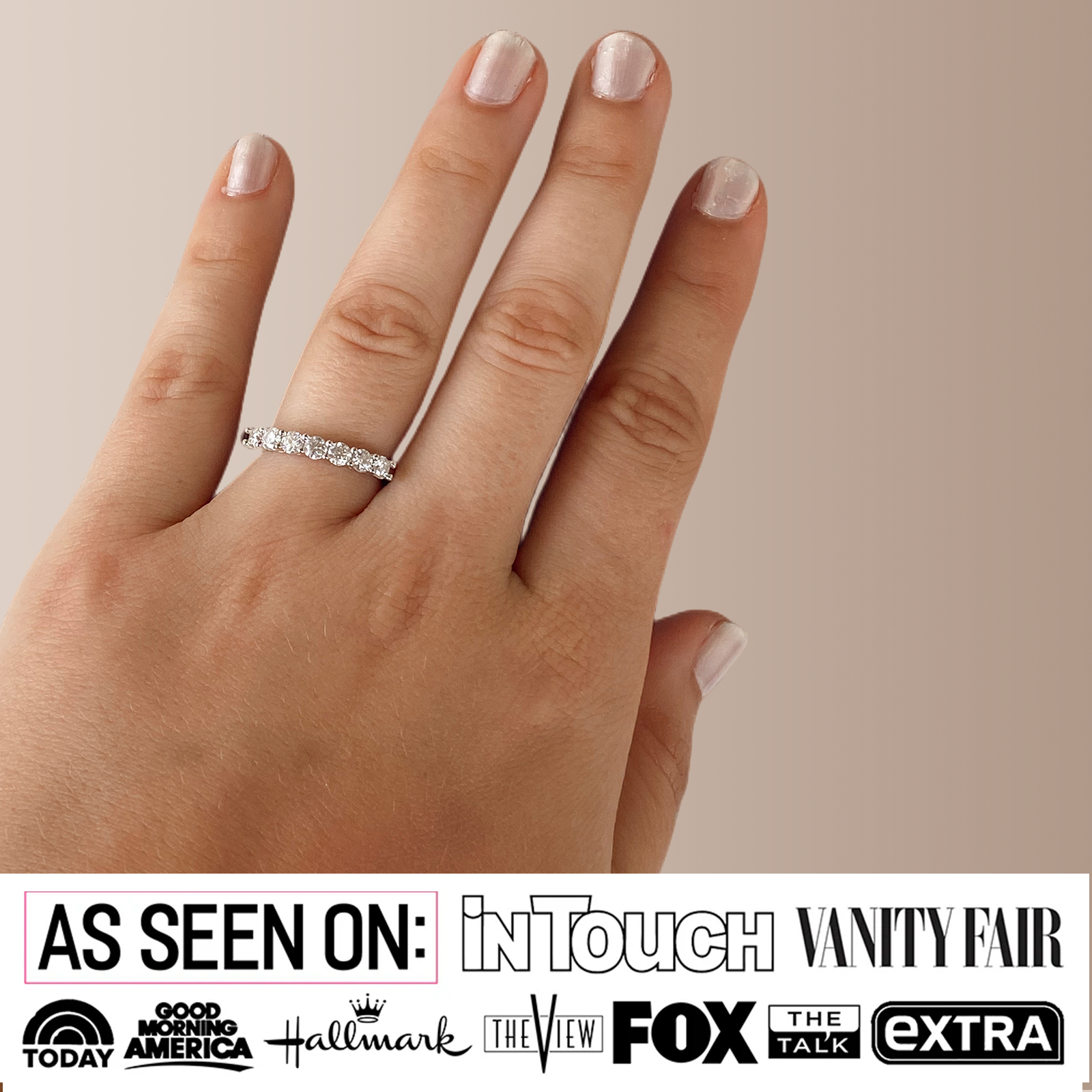 Moissanite by Cate & Chloe Josephine 0.7tcw Round Cut 925 Sterling Silver 18K White Gold Plated Wedding Band