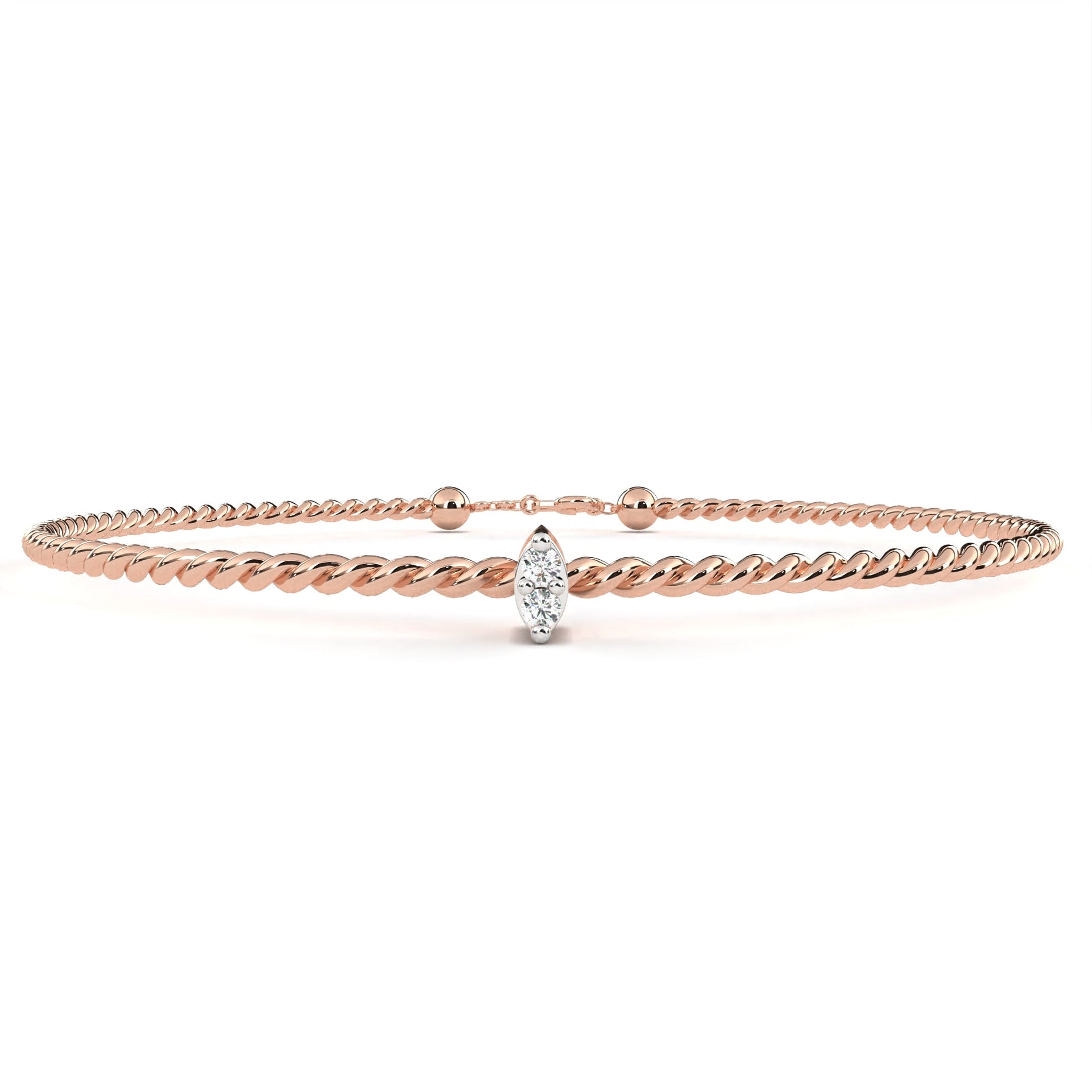 Round-Cut Lab-grown Diamond Tennis Cuff Bracelet in 10K White Gold