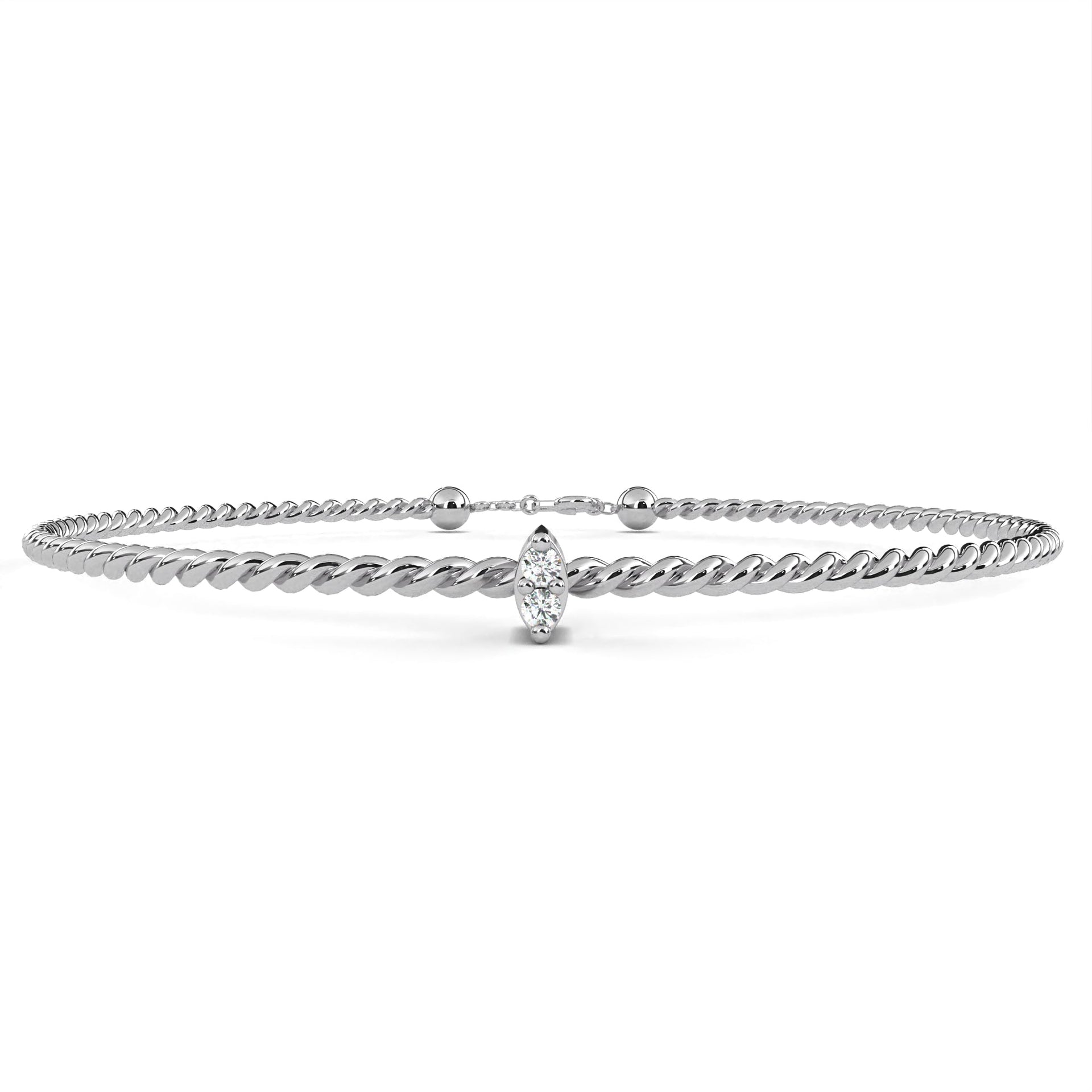 Round-Cut Lab-grown Diamond Tennis Cuff Bracelet in 10K White Gold