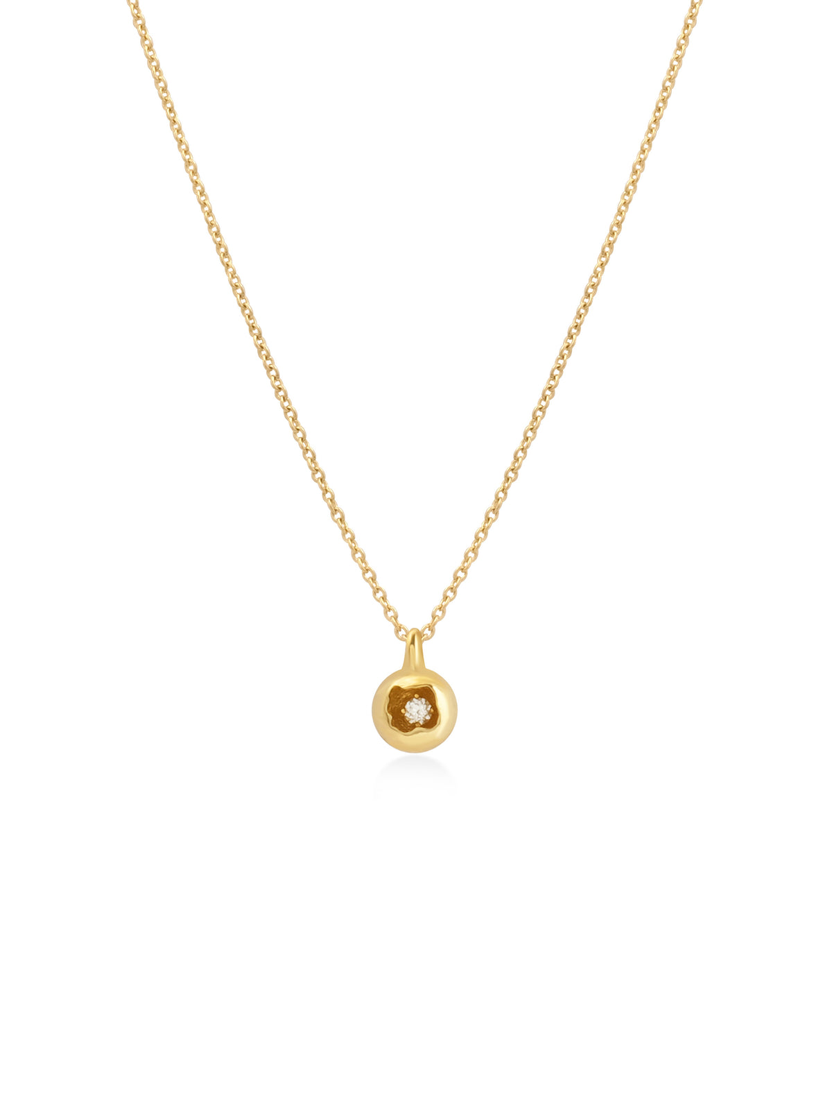 18K Diamond Dome Tag Necklace