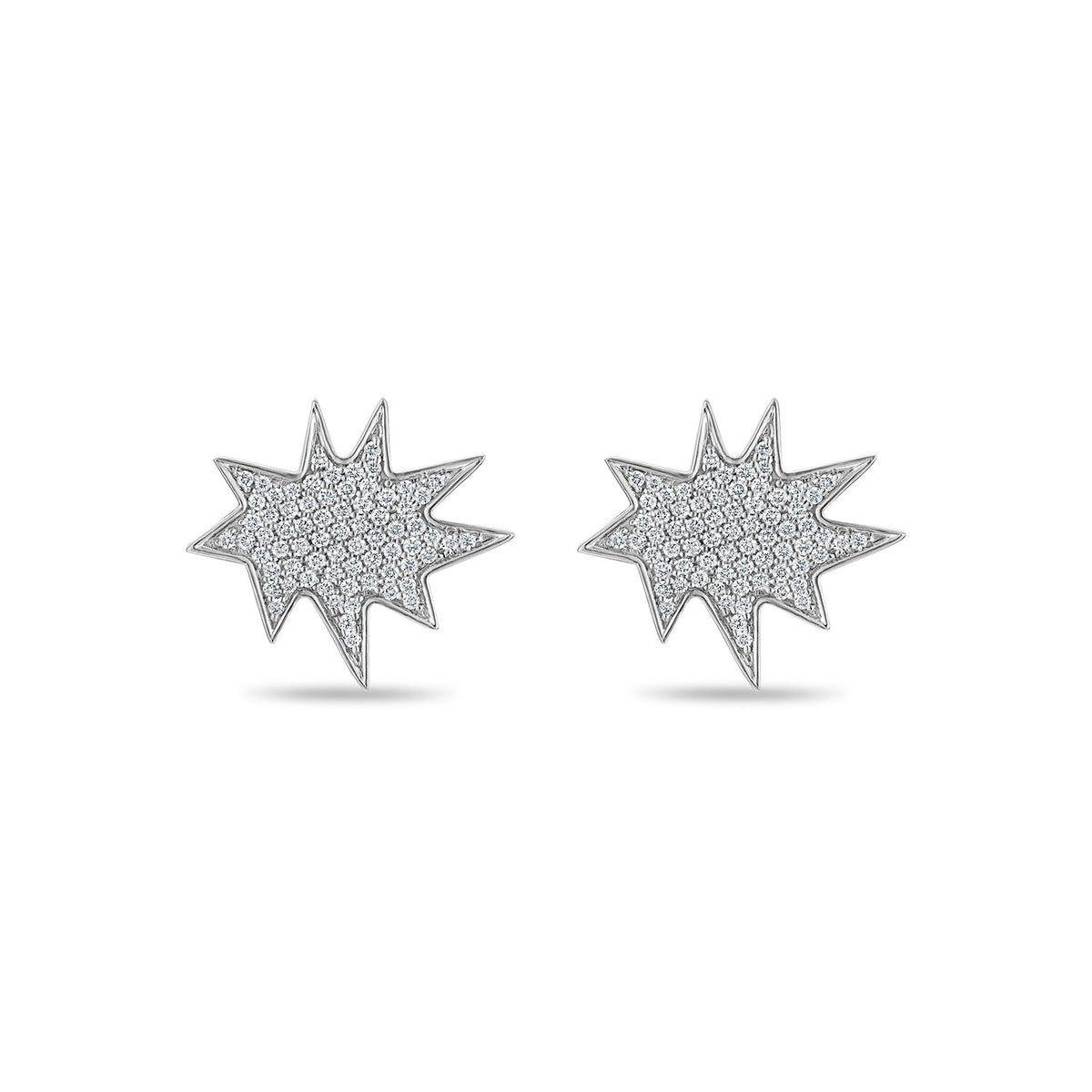 White Gold Midi KAPOW! Studs, Pavé Diamonds