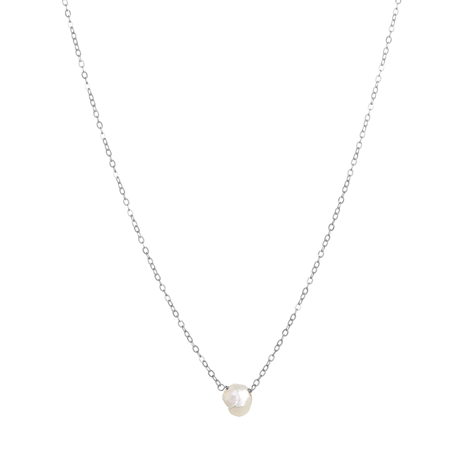 Keshi Pearl Necklace Silver
