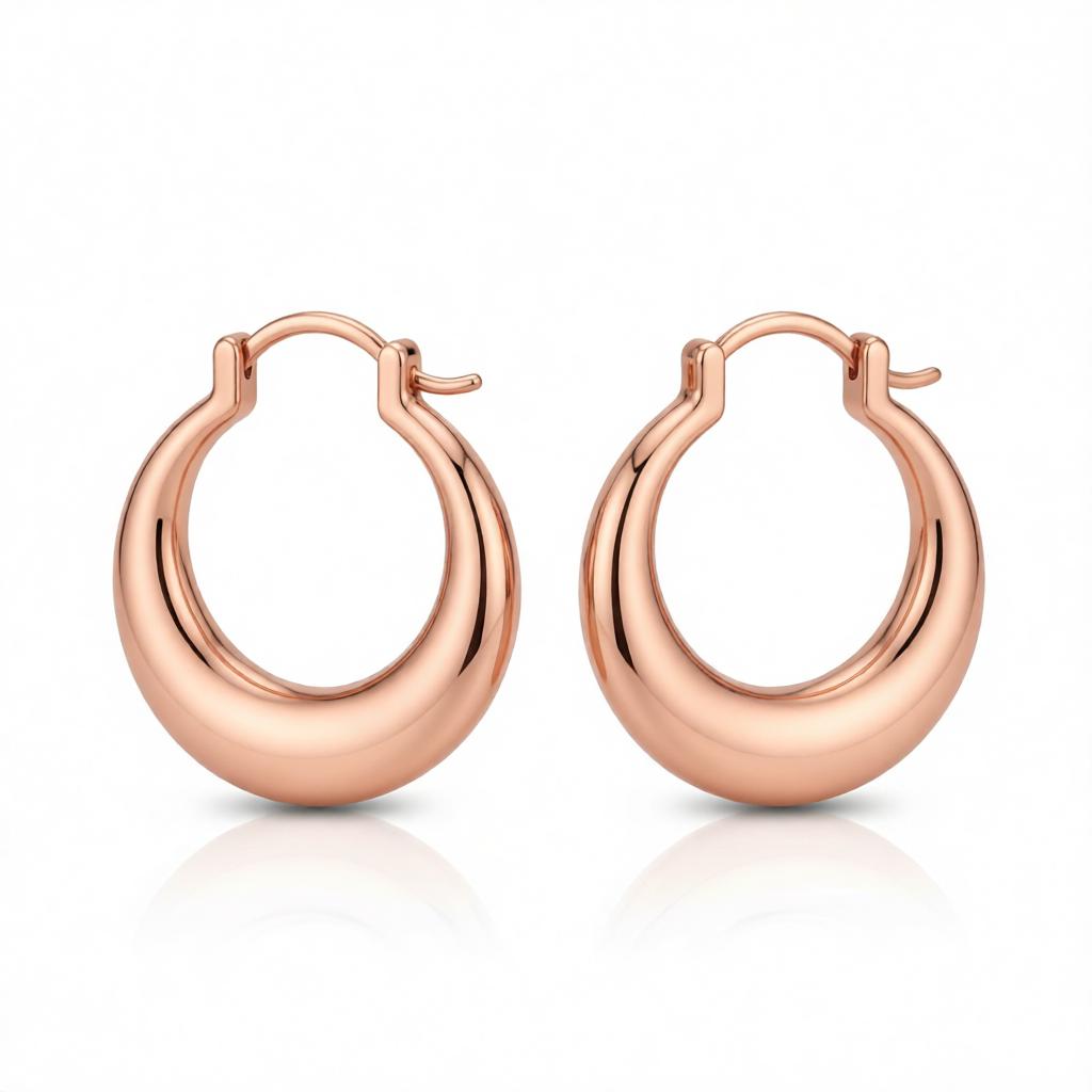 18K Rose Gold-Plated Smooth Hoop Earrings