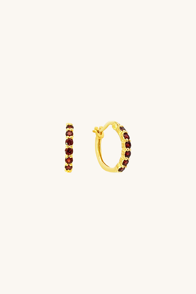Karma Hoop Earrings - Garnet
